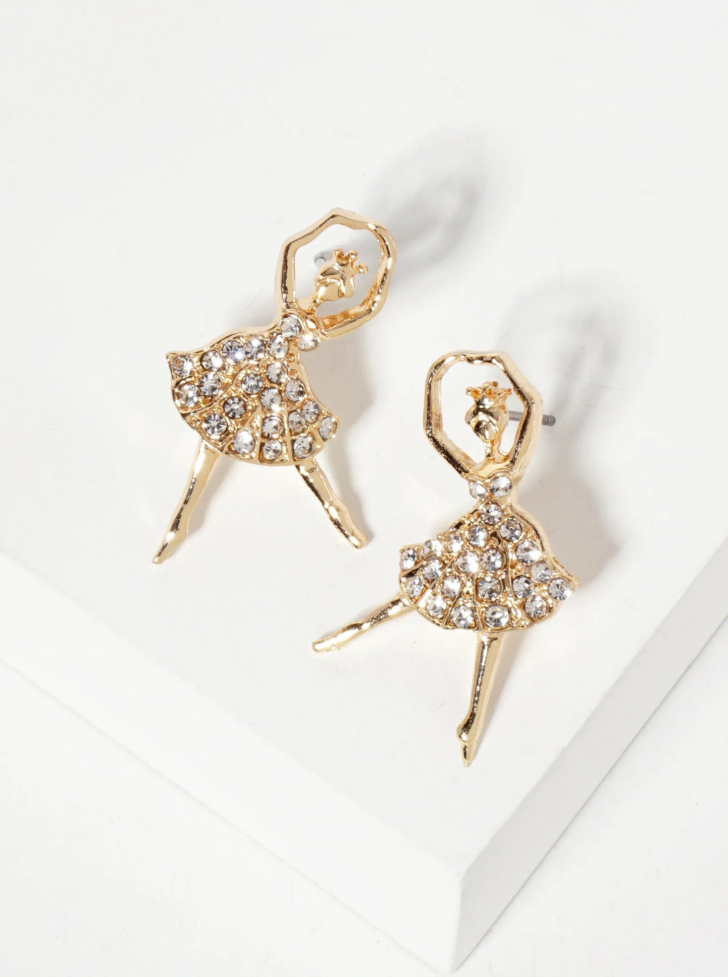 Crystal-Pave Ballerina Stud Earrings