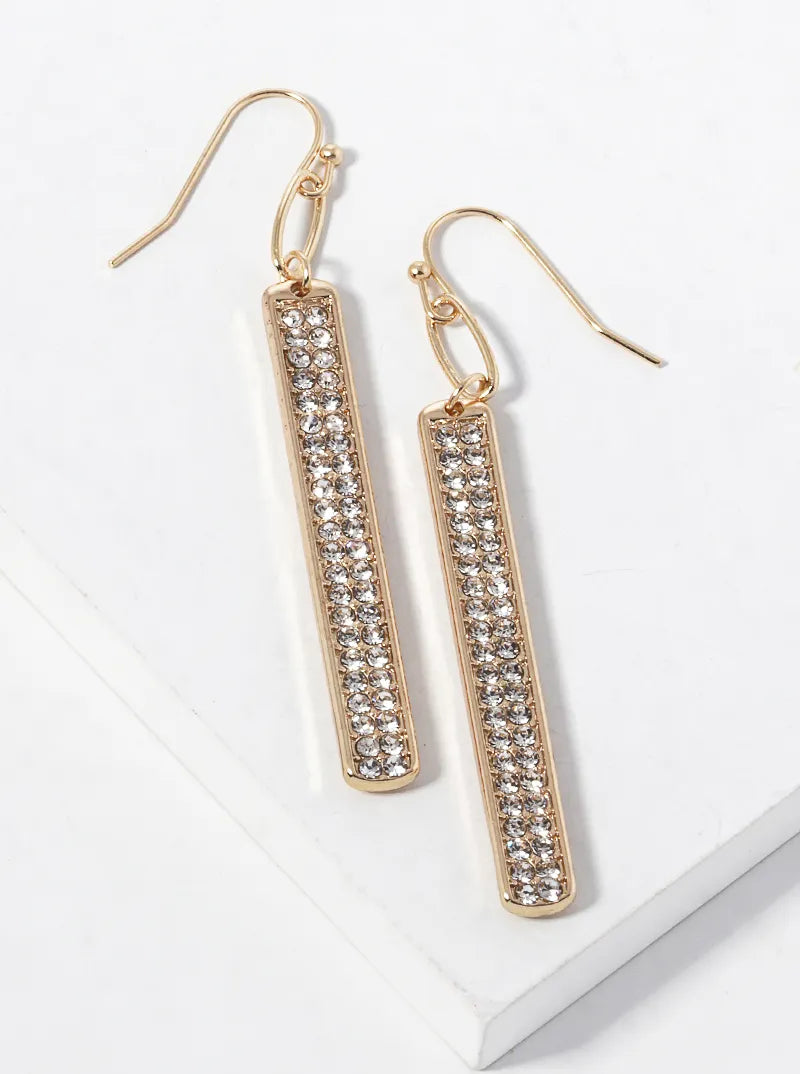 Crystal Pave Bar Chain Drop Dangle Earrings