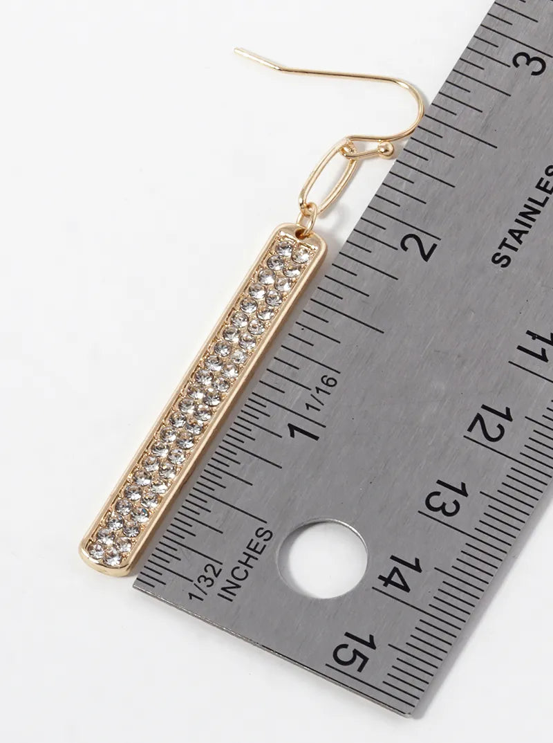 Crystal Pave Bar Chain Drop Dangle Earrings