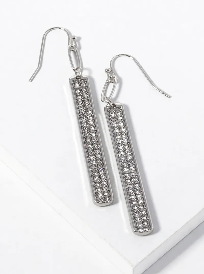 Crystal Pave Bar Chain Drop Dangle Earrings