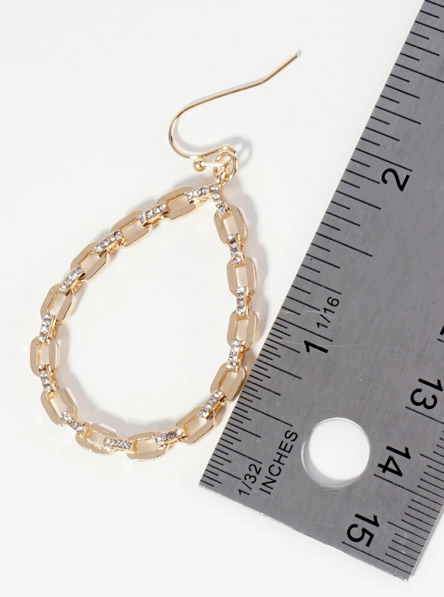 Crystal Pave Chain Teardrop Dangle Drop Earrings