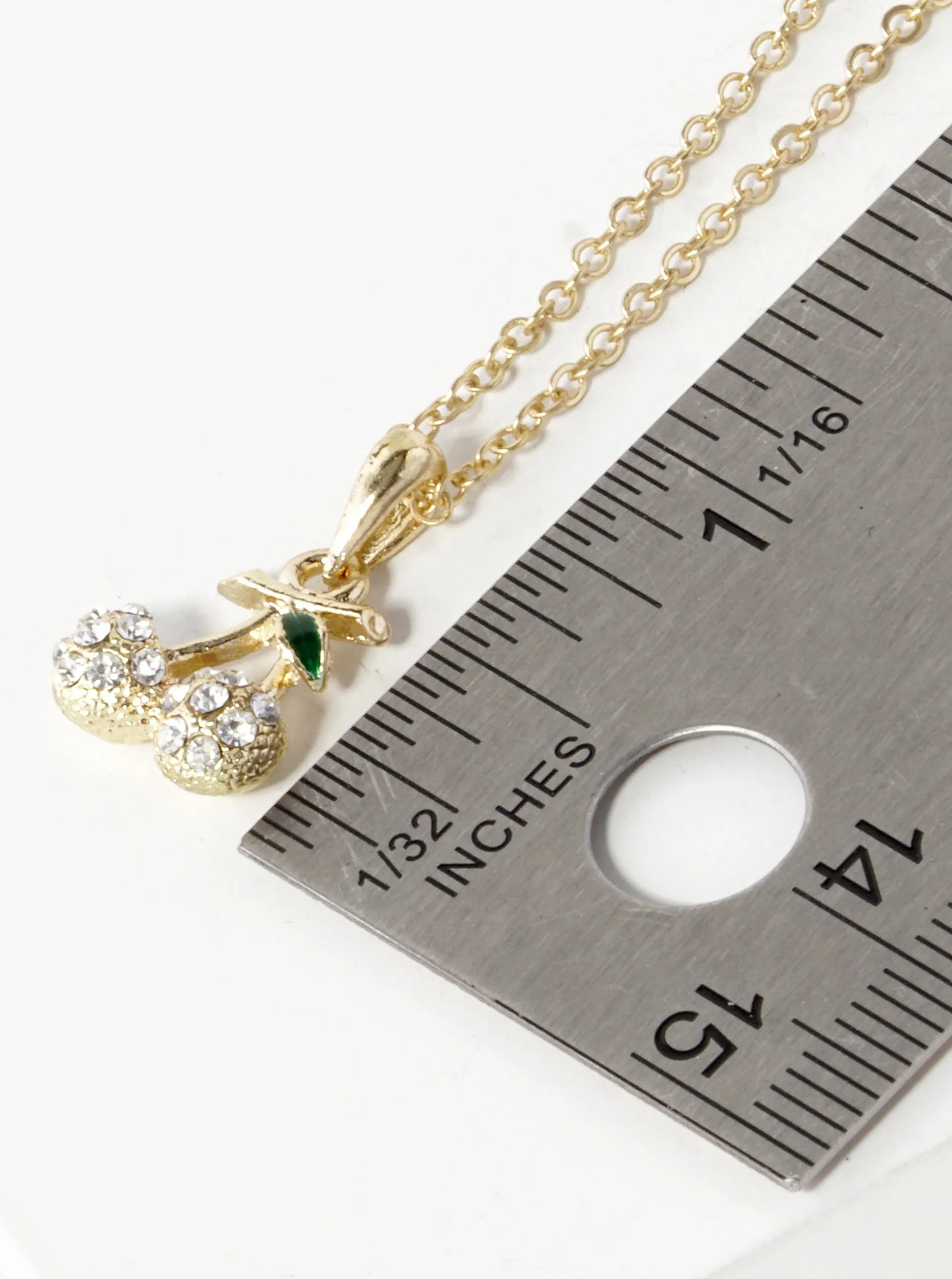 Crystal Pave Cherry Pendant Dainty Necklace