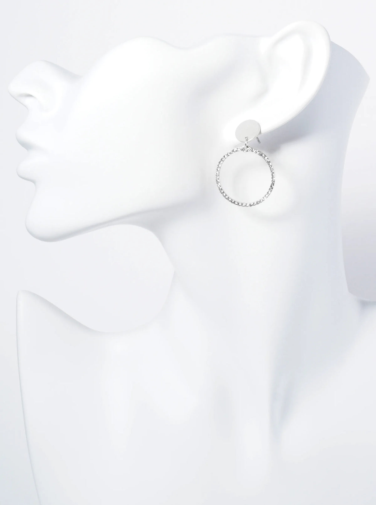 Crystal Pave Circle Drop Delicate Earrings
