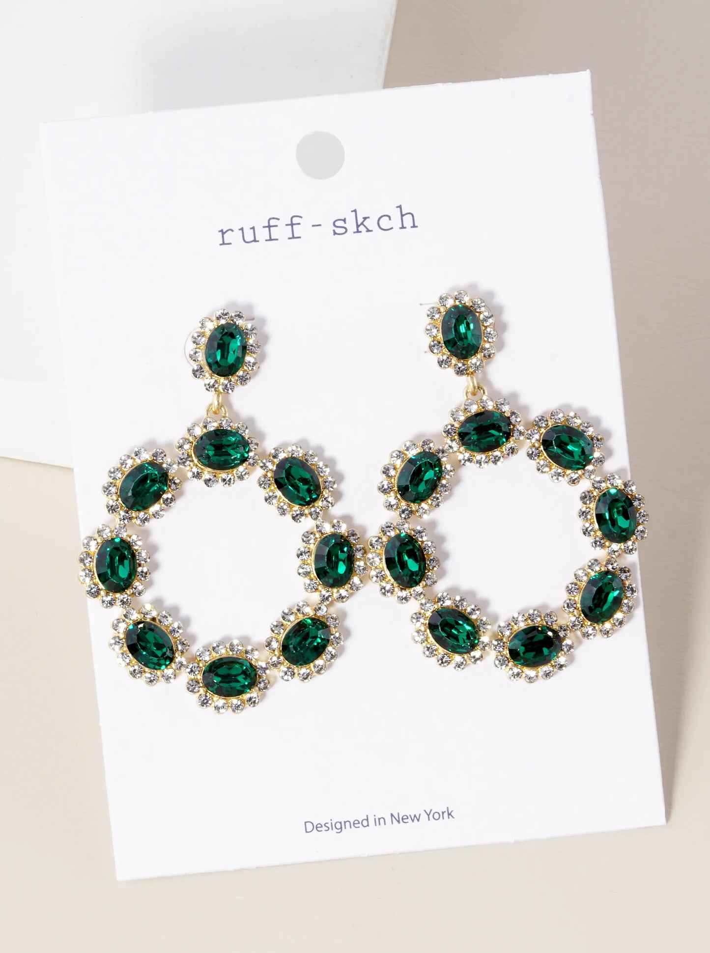 Crystal Pave Circle Drop Statement Earrings