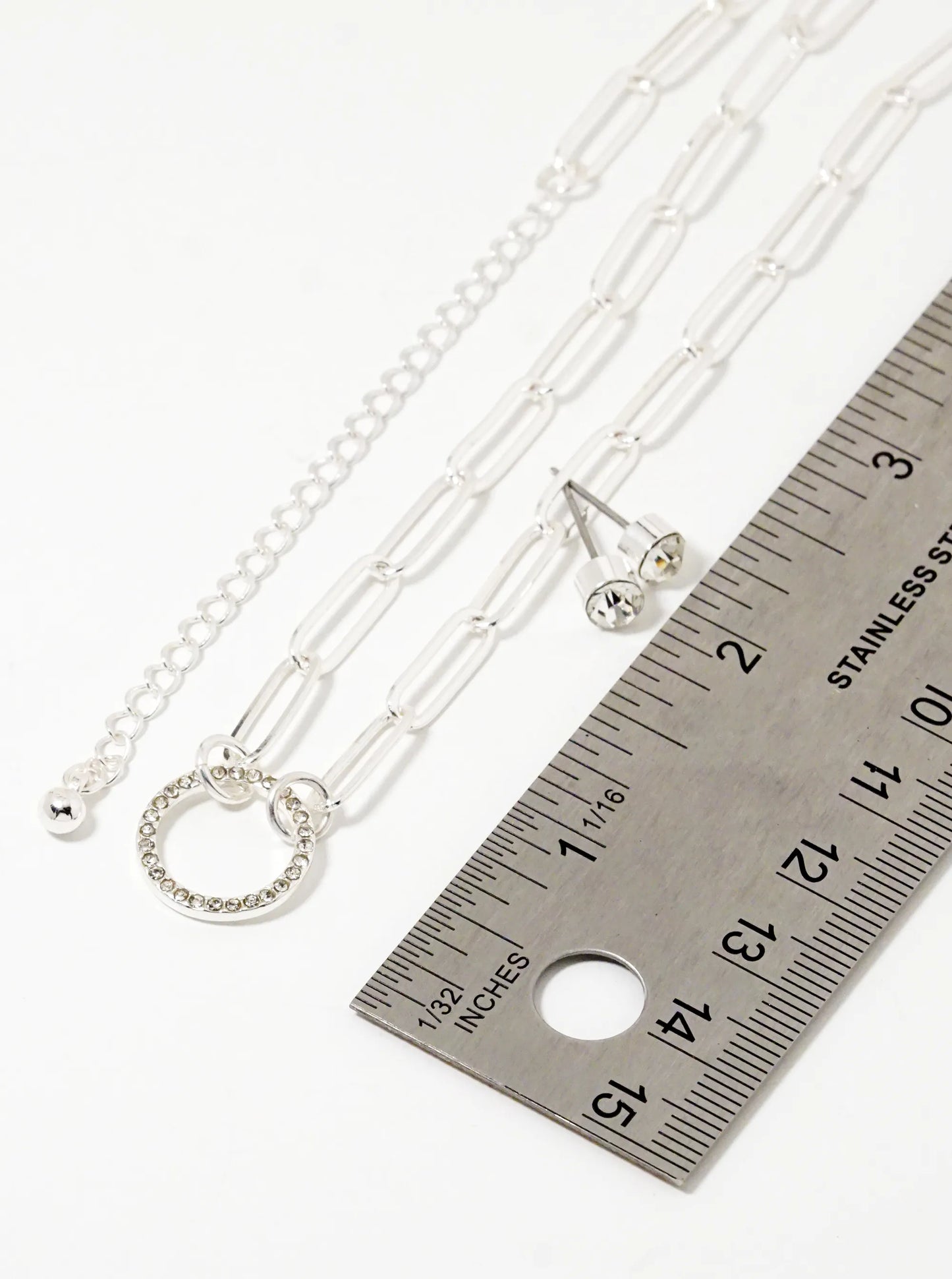 Crystal Pave Circle Pendant Necklace Set With Earrings