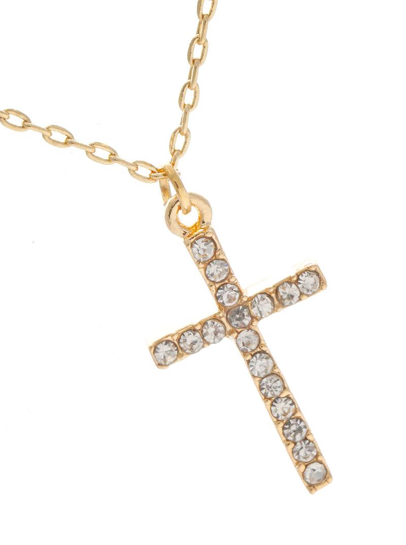 Crystal Pave Cross Pendant Necklace