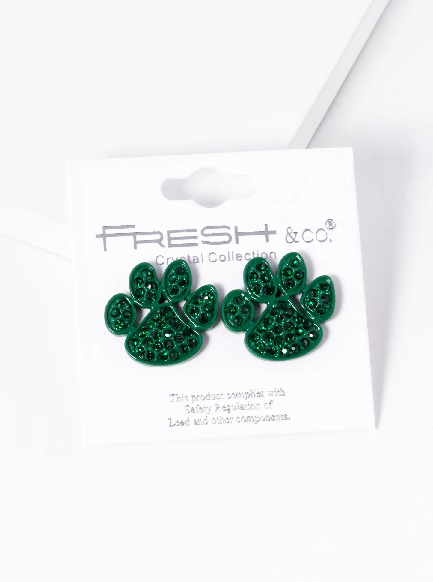 Crystal Pave Dog Paw Game Day Mascot Post Stud Earrings