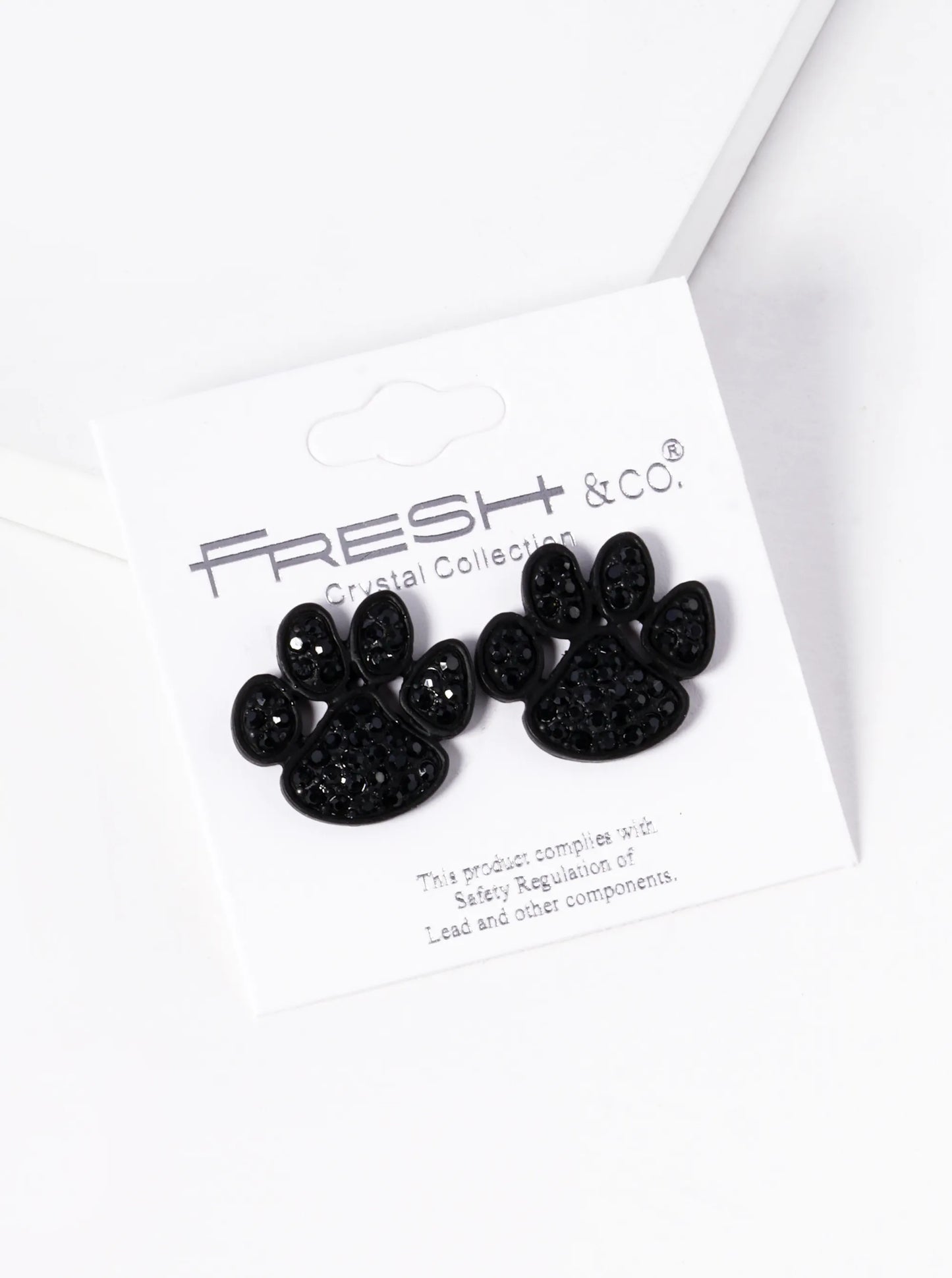 Crystal Pave Dog Paw Game Day Mascot Post Stud Earrings