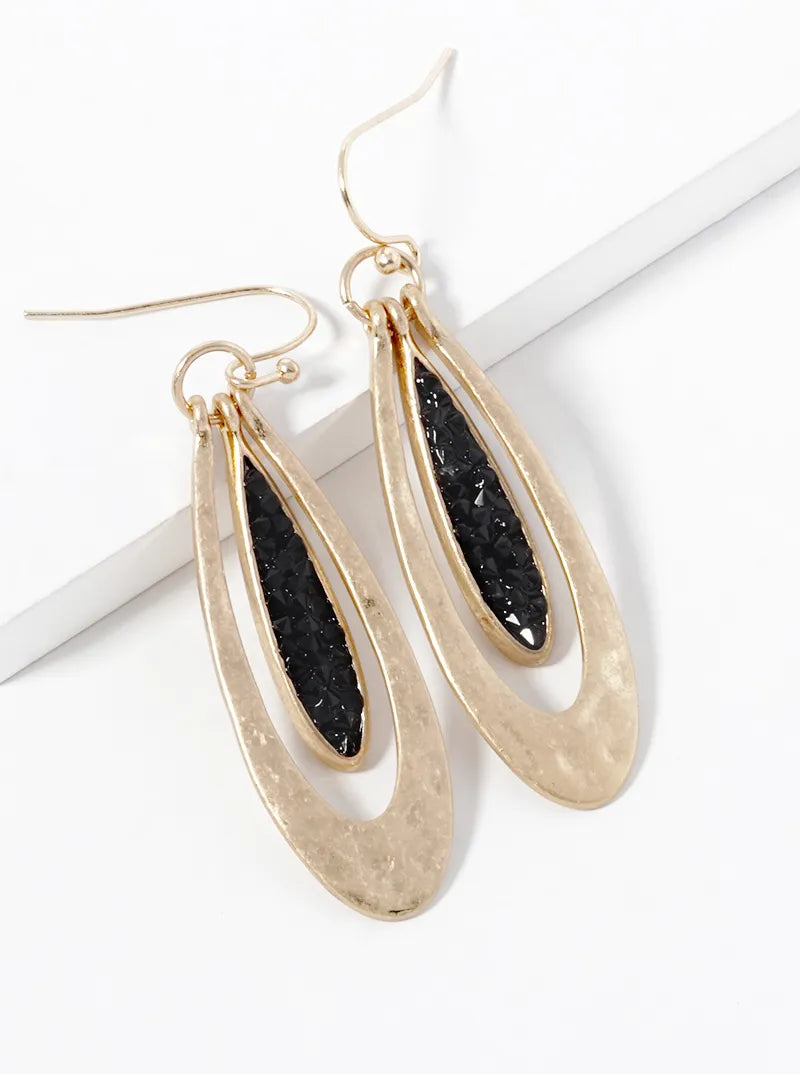 Crystal Pave Double Teardrop Dangle Earrings
