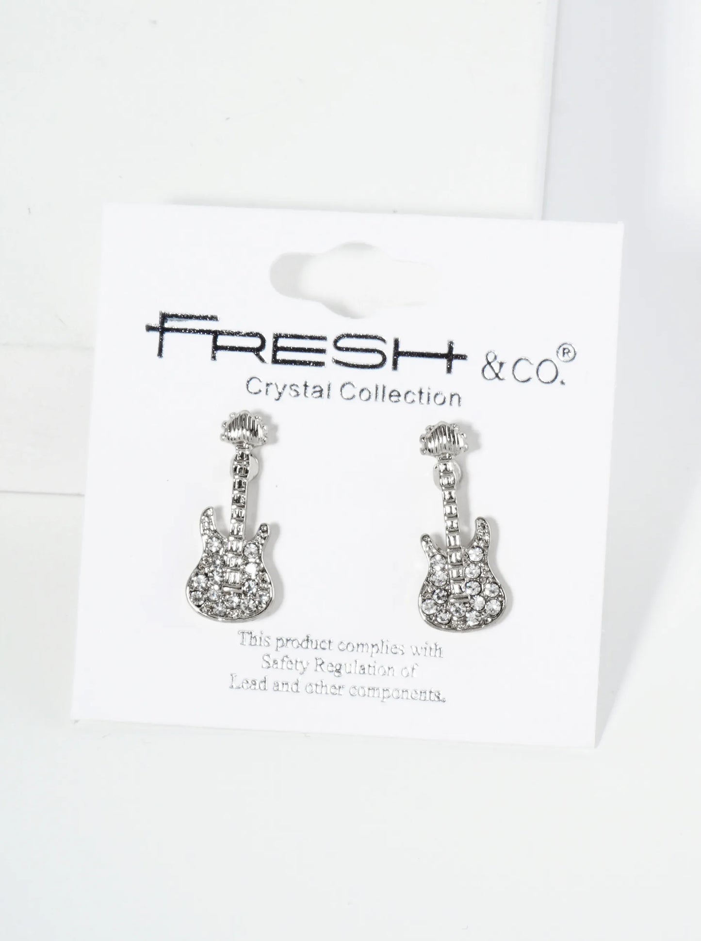 Crystal Pave Electric Guitar Stud Earrings