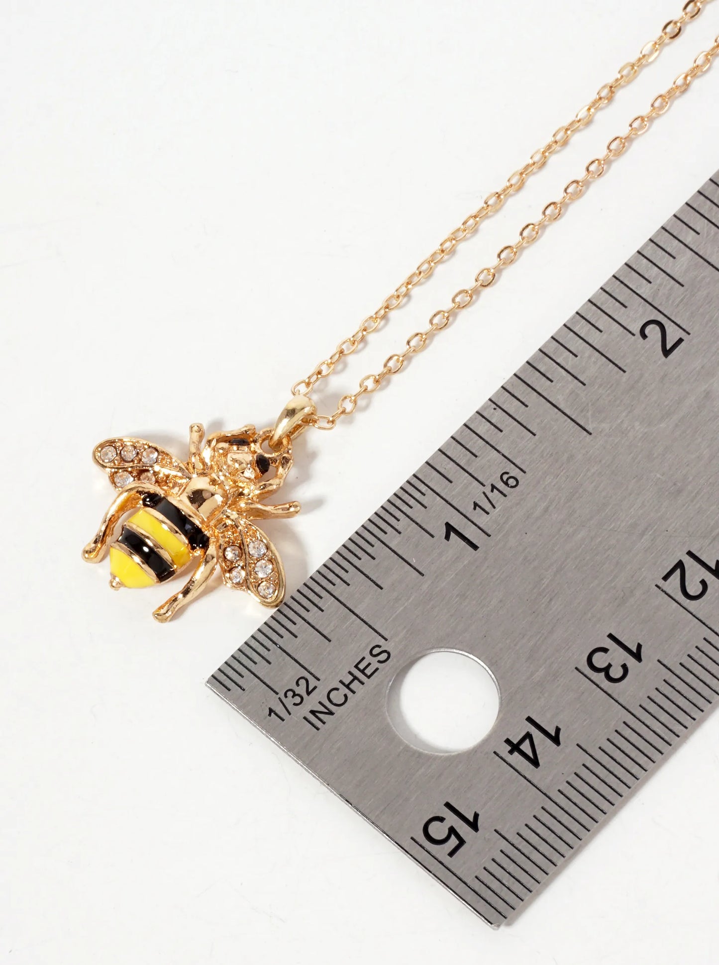 Crystal-Pave Enamel Bumblebee Pendant Necklace