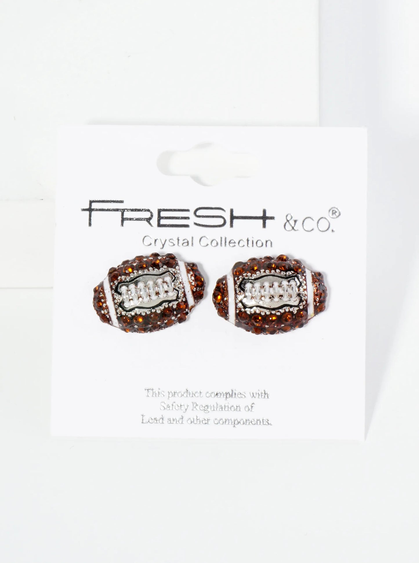 Crystal Pave Football Stud Earrings