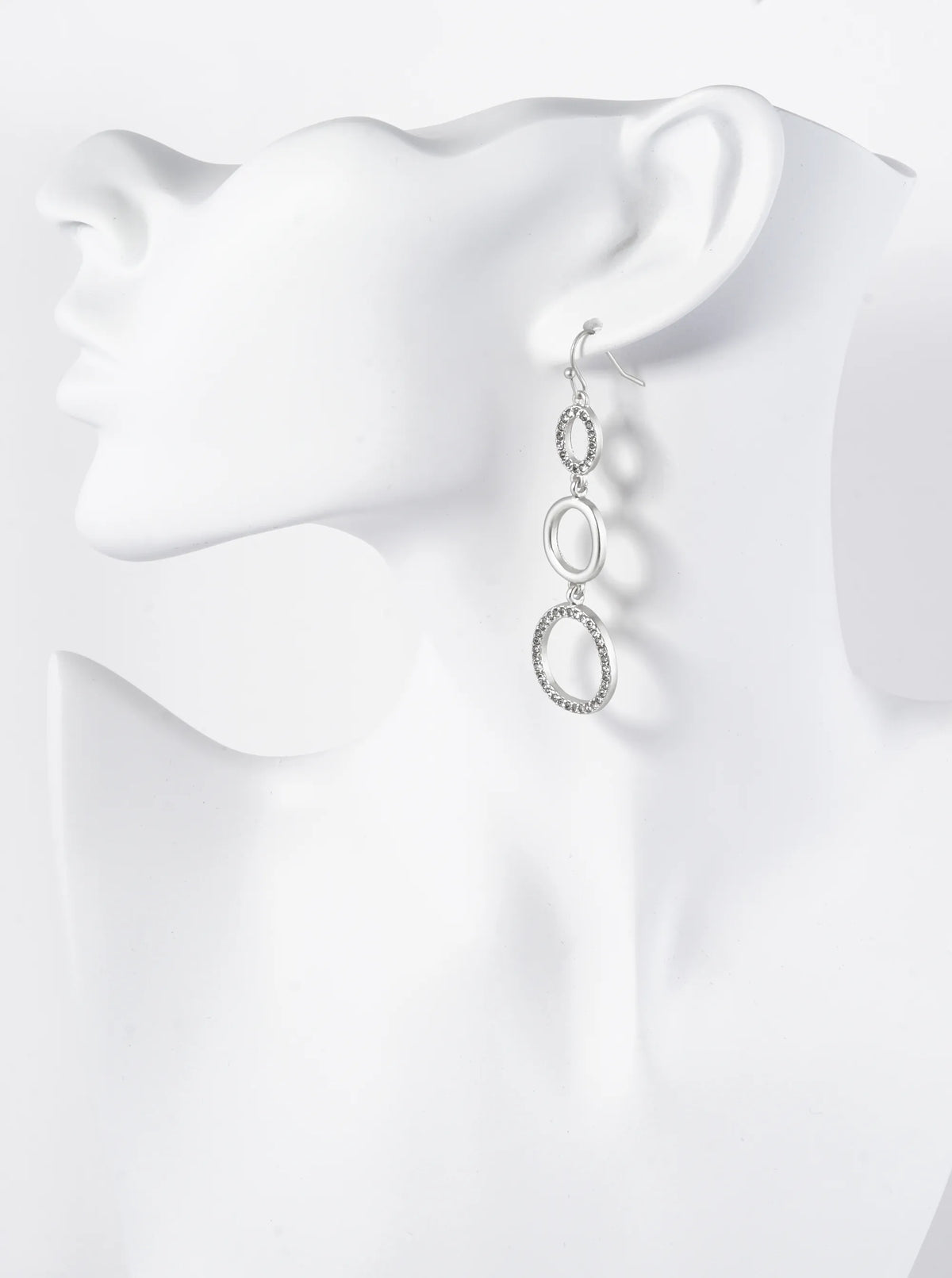 Crystal Pave Graduated Circle Drop Dangle Earrings