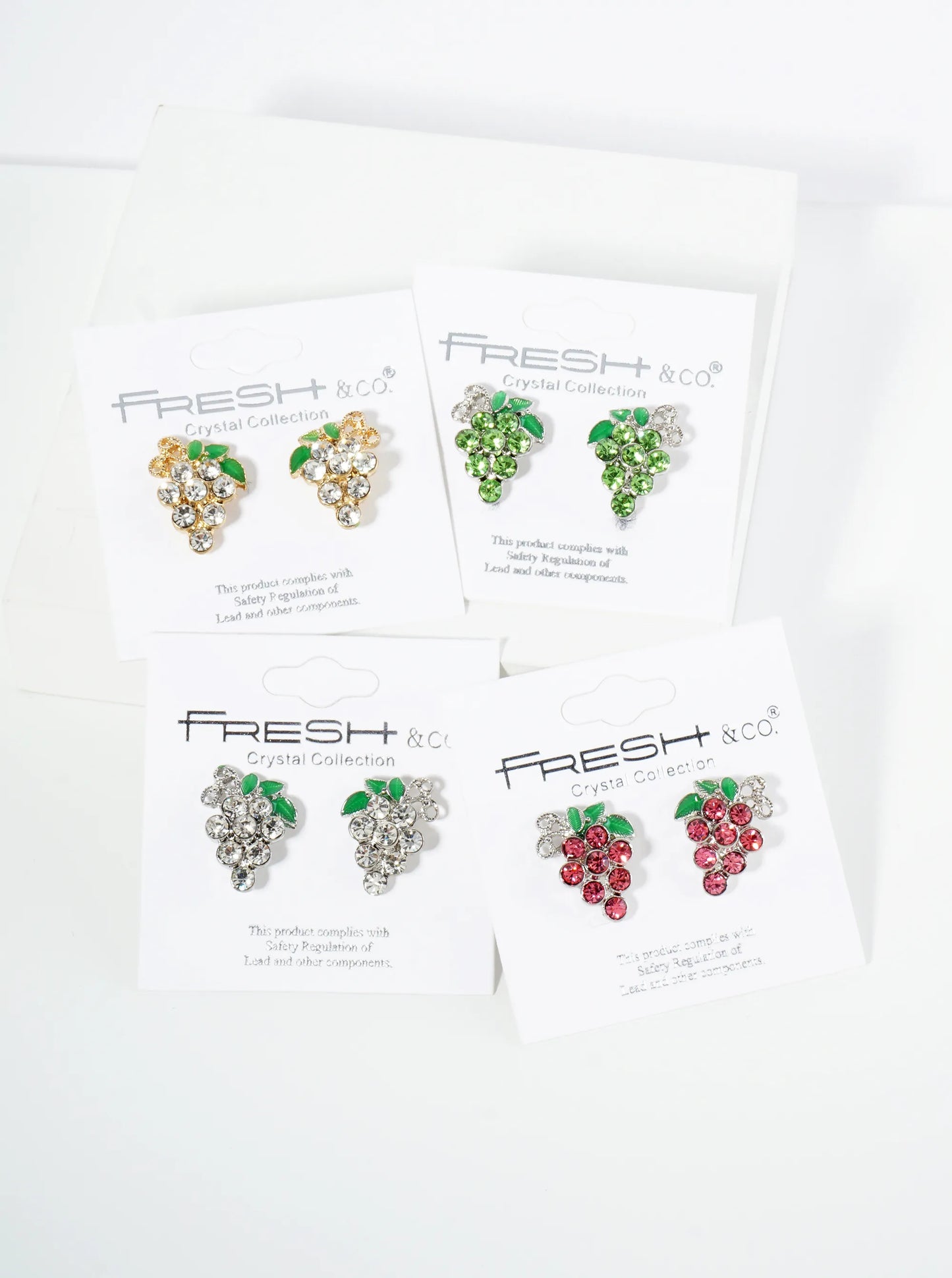 Crystal Pave Grape Post Stud Earrings