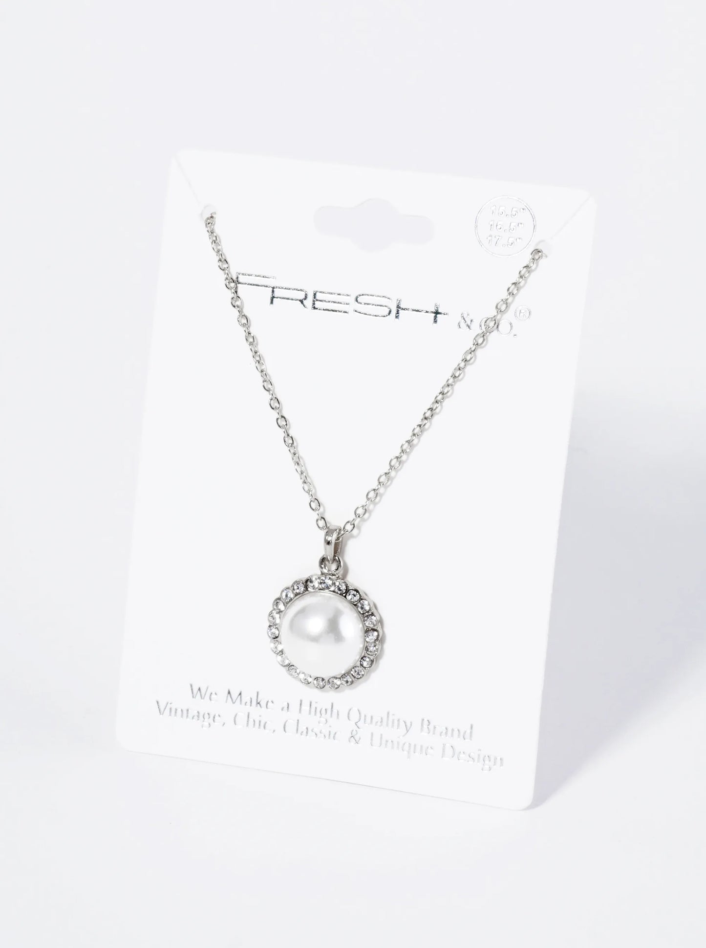 Crystal Pave Half-Dome Pearl Pendant Necklace