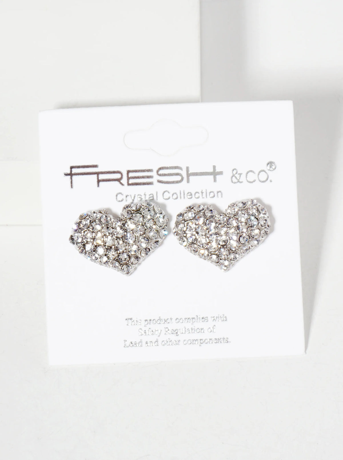Crystal-Pave Heart-Shaped Button Stud Earrings