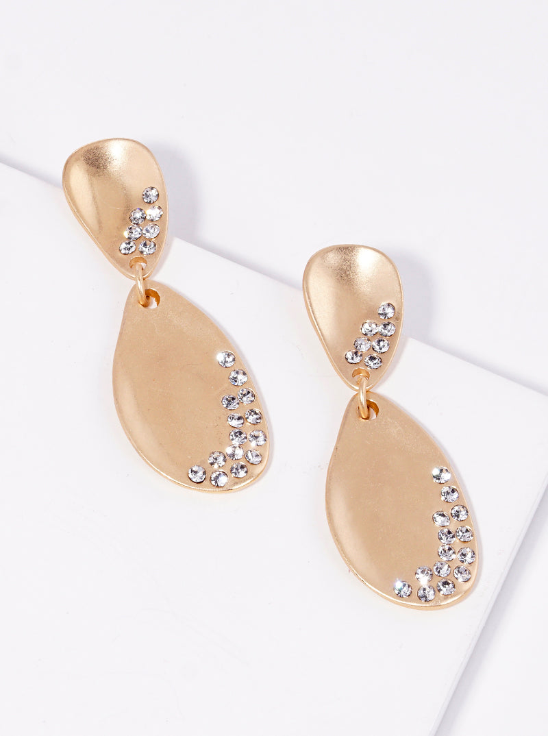 Crystal Pave Metal Drop Dangle Earrings