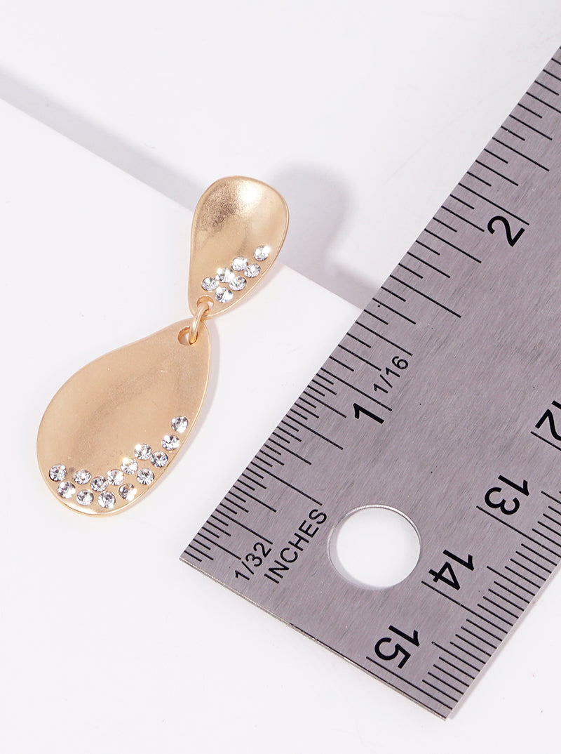 Crystal Pave Metal Drop Dangle Earrings