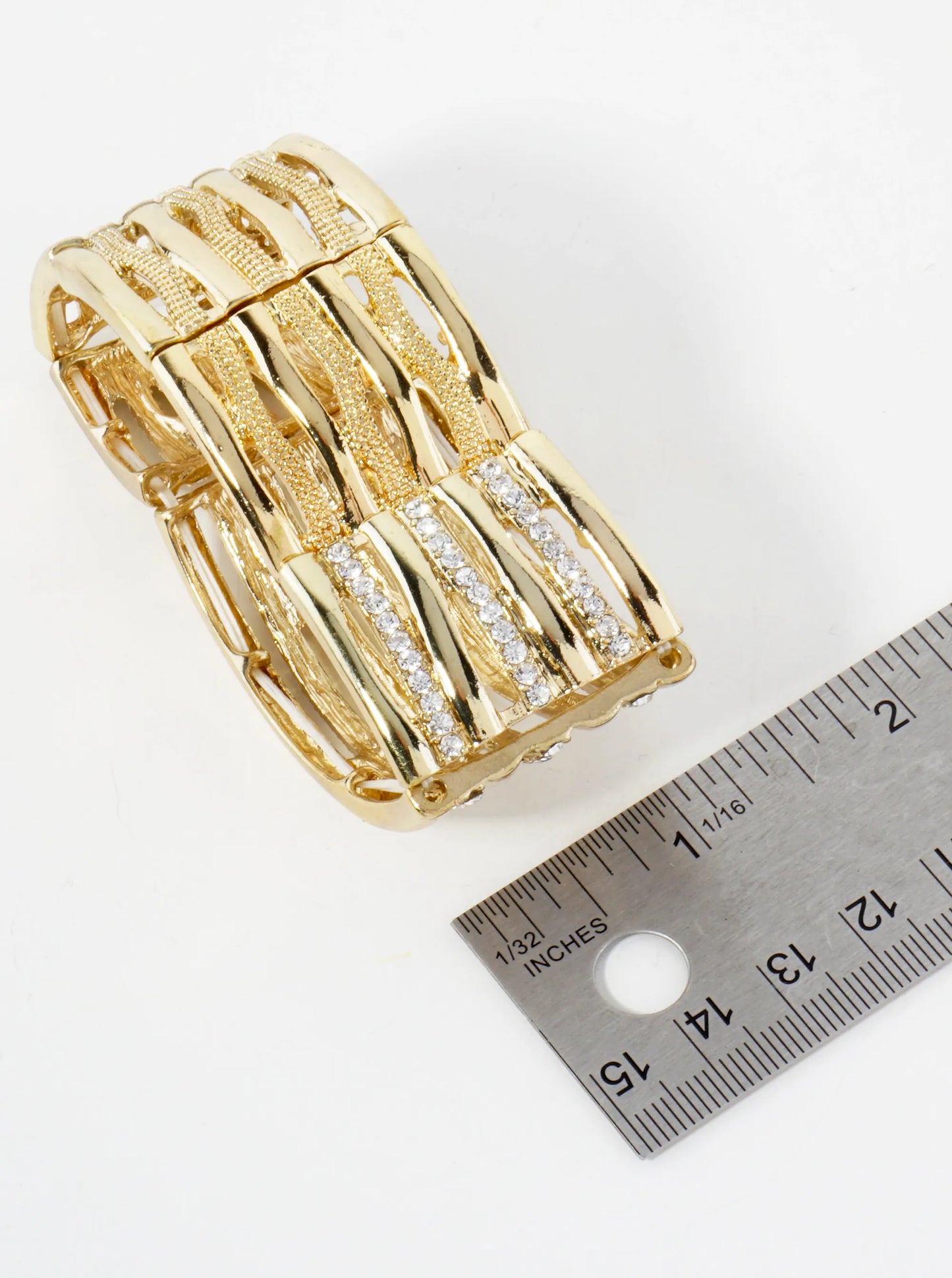 Crystal-Pave Metal Stretch Bangle Bracelet