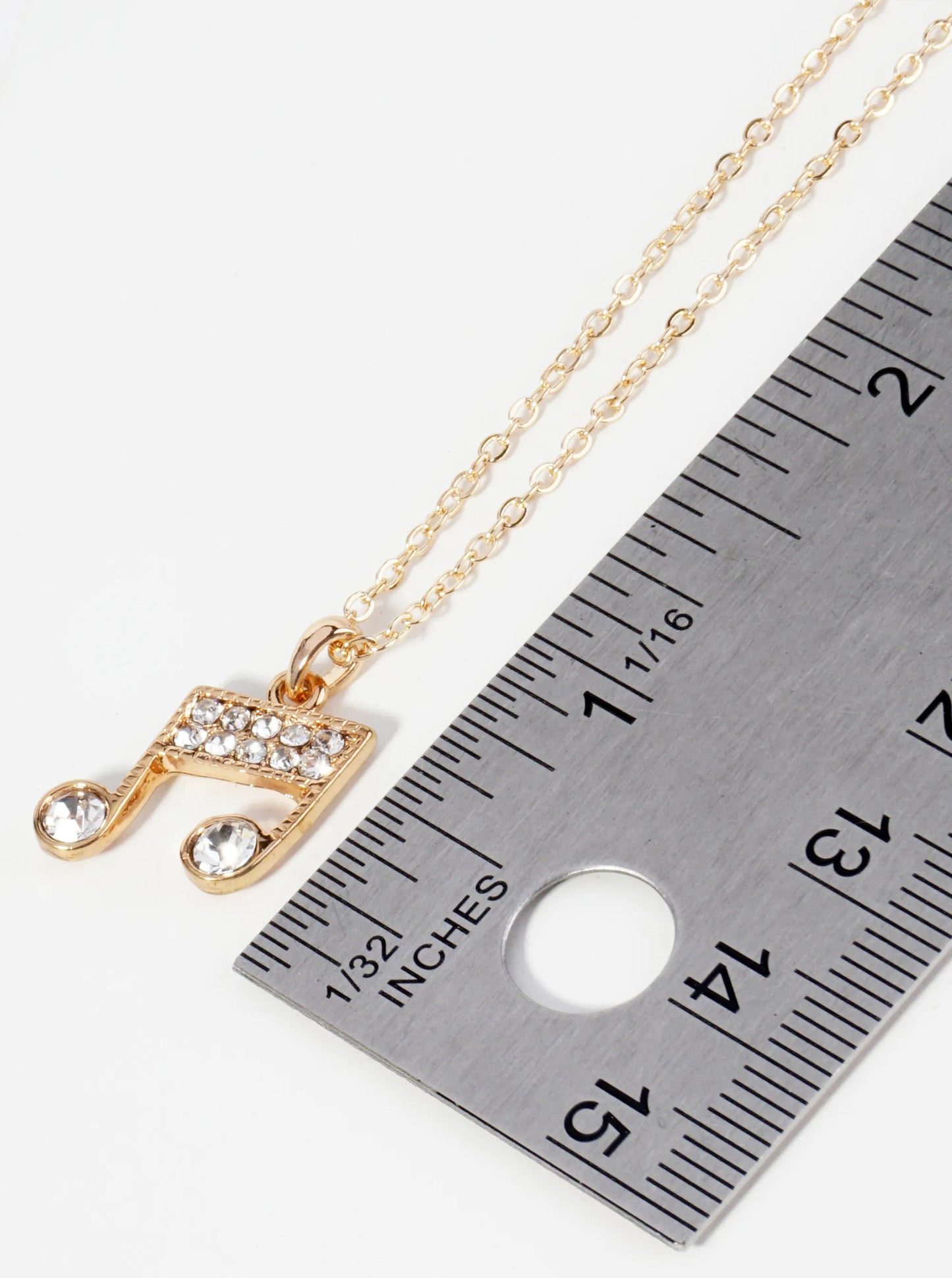 Crystal Pave Musical Note Pendant Necklace