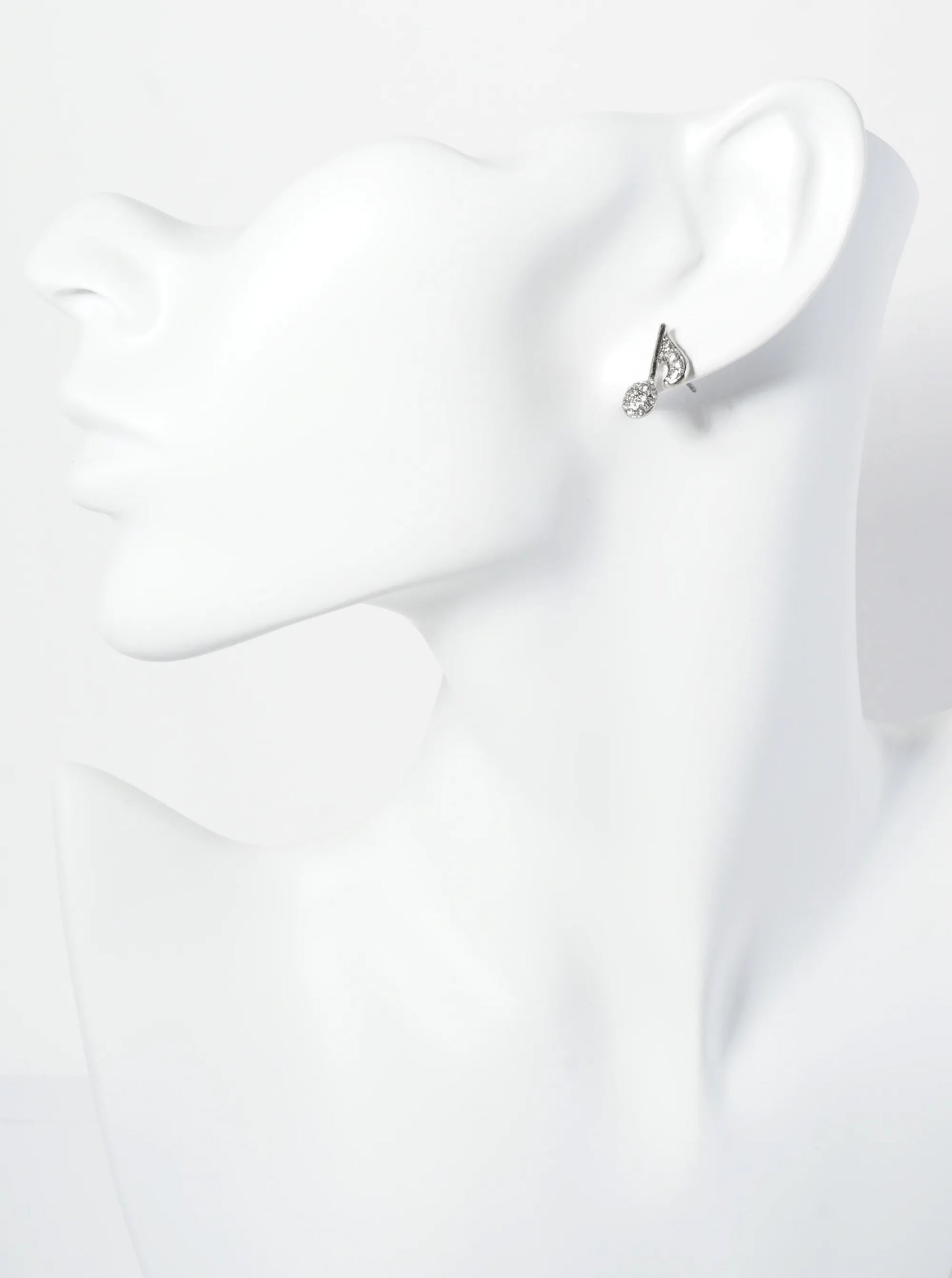 Crystal Pave Musical Note Post Stud Earrings