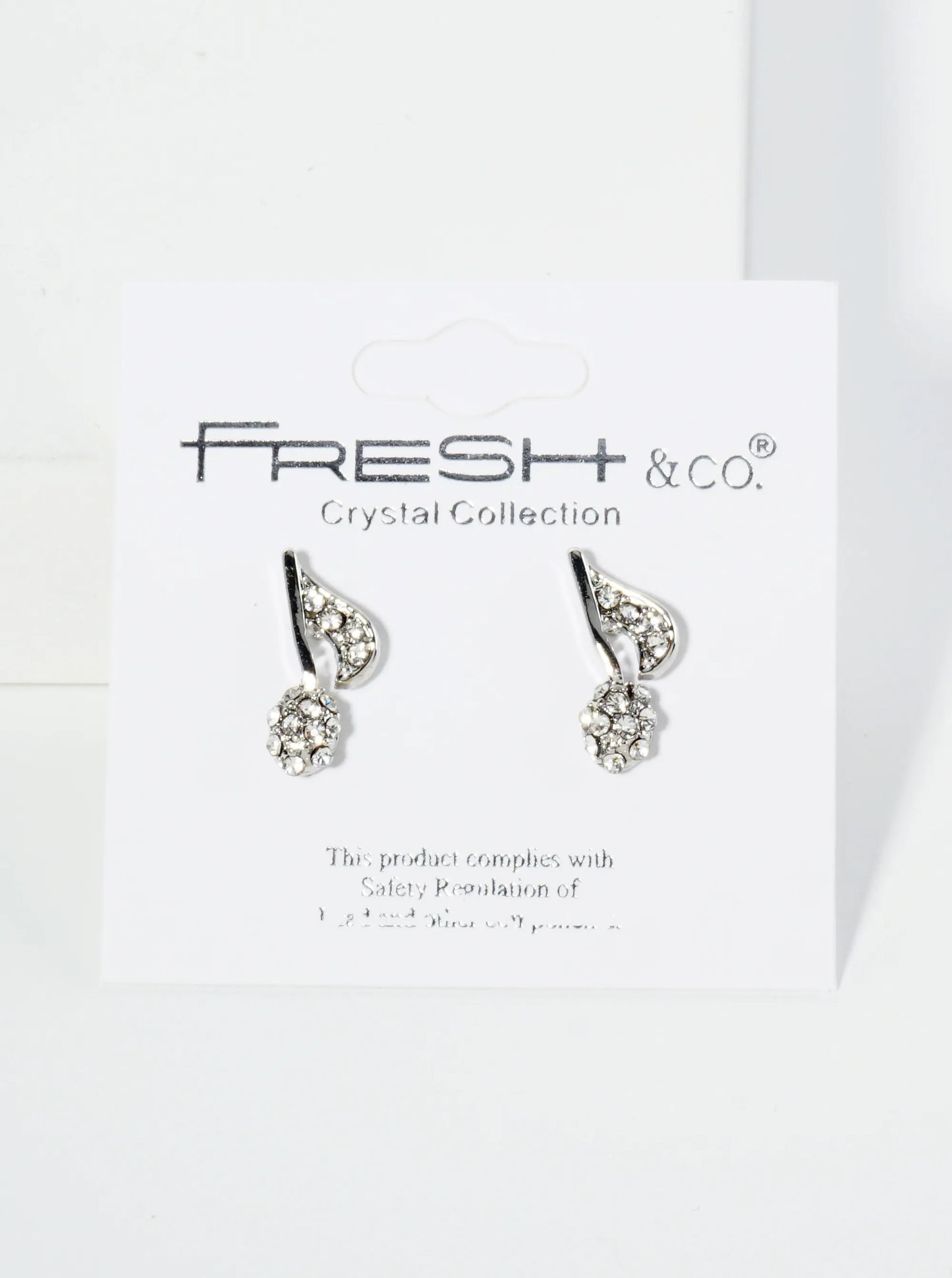 Crystal Pave Musical Note Post Stud Earrings