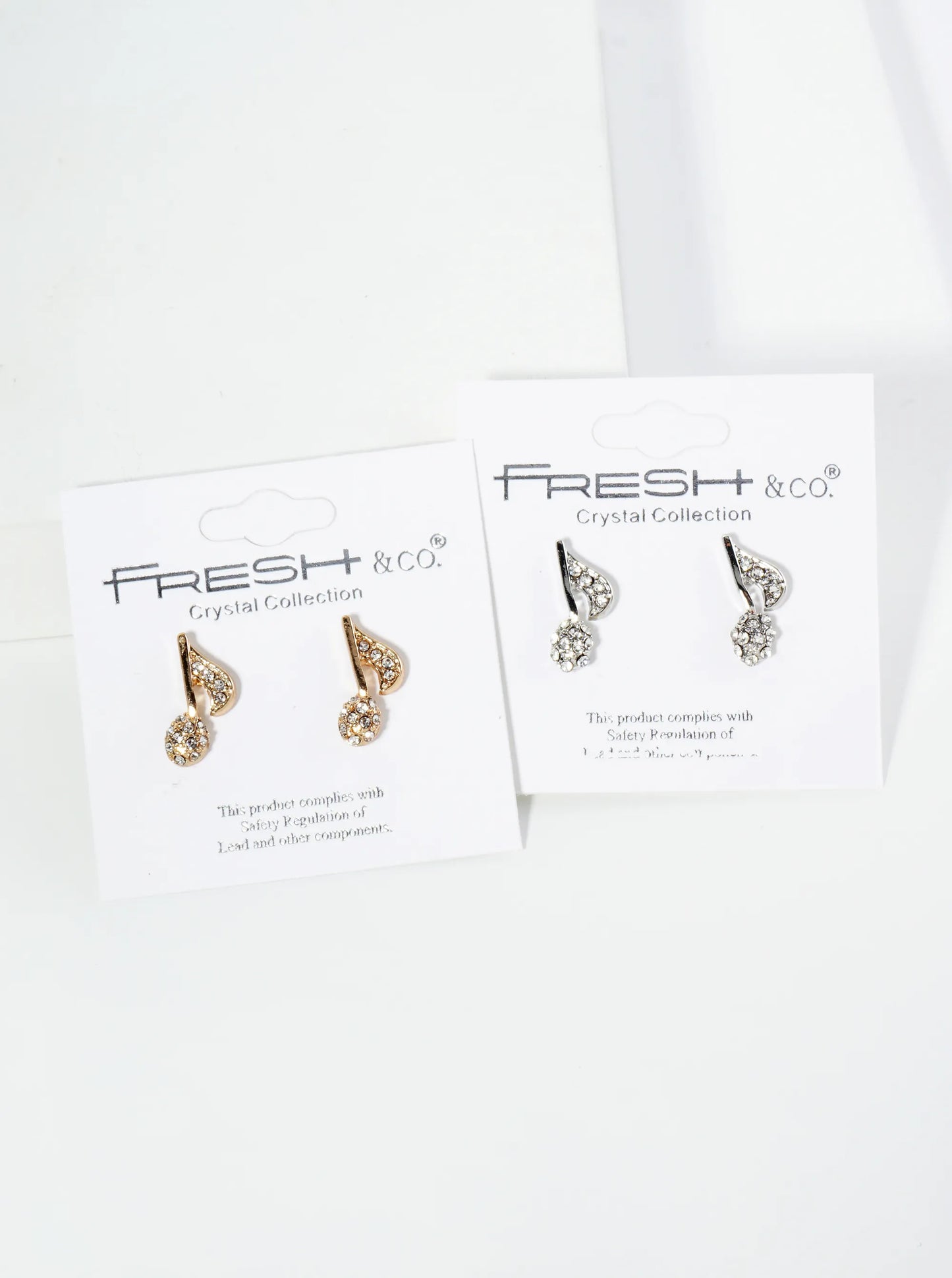 Crystal Pave Musical Note Post Stud Earrings