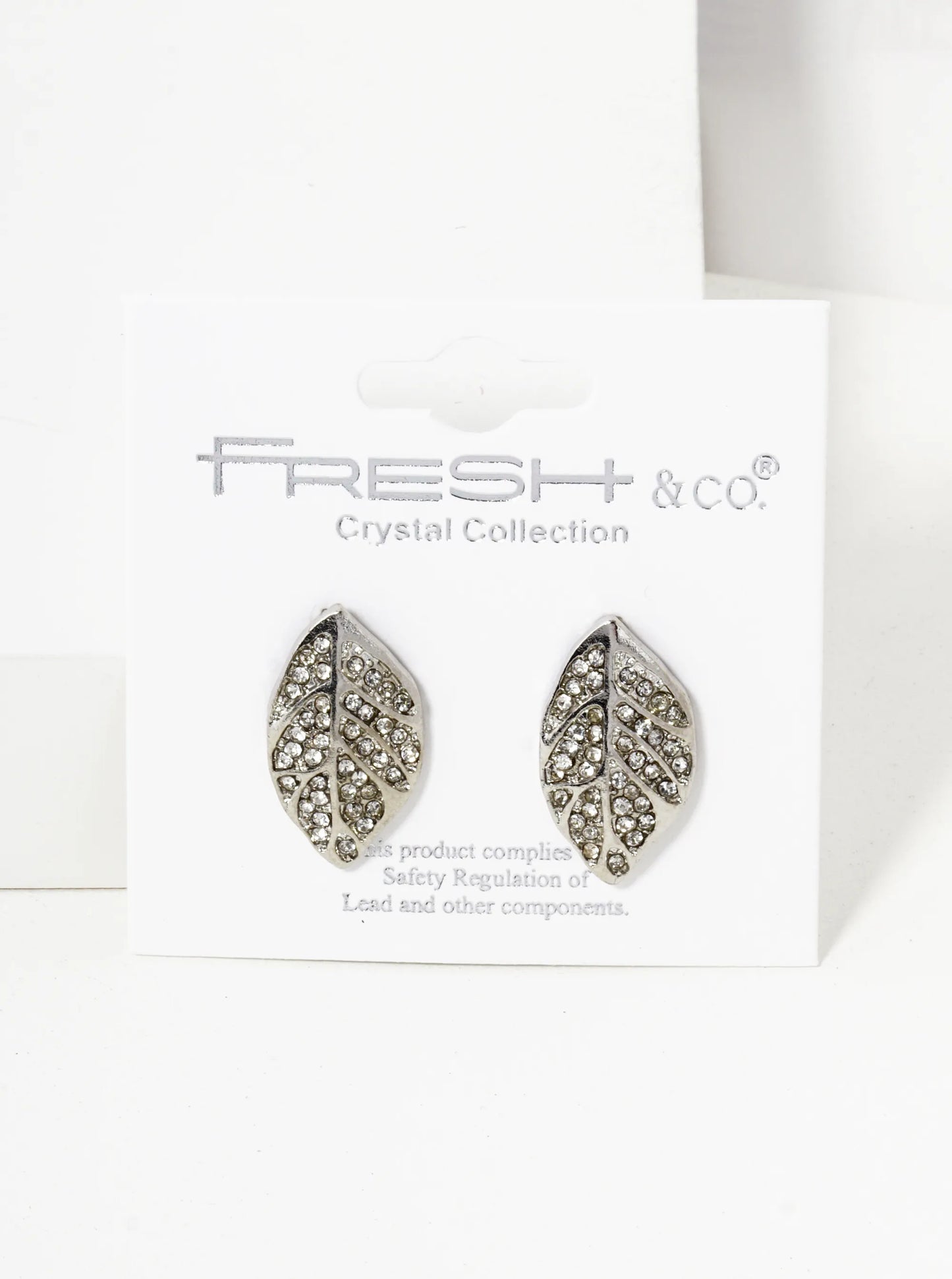 Crystal Pave Nature-Inspired 21mm Leaf Stud Earrings