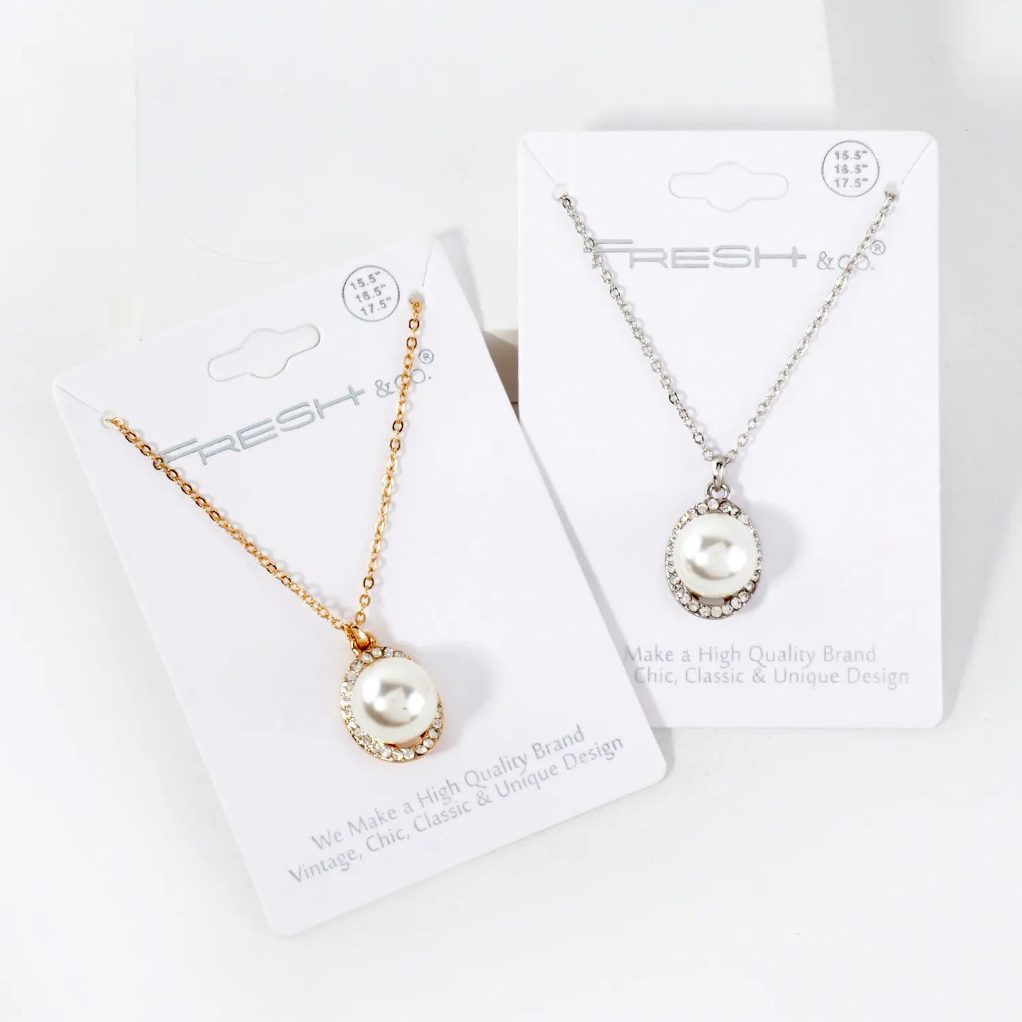 Crystal-Pave Oval With 11mm Pearl Accent Necklace