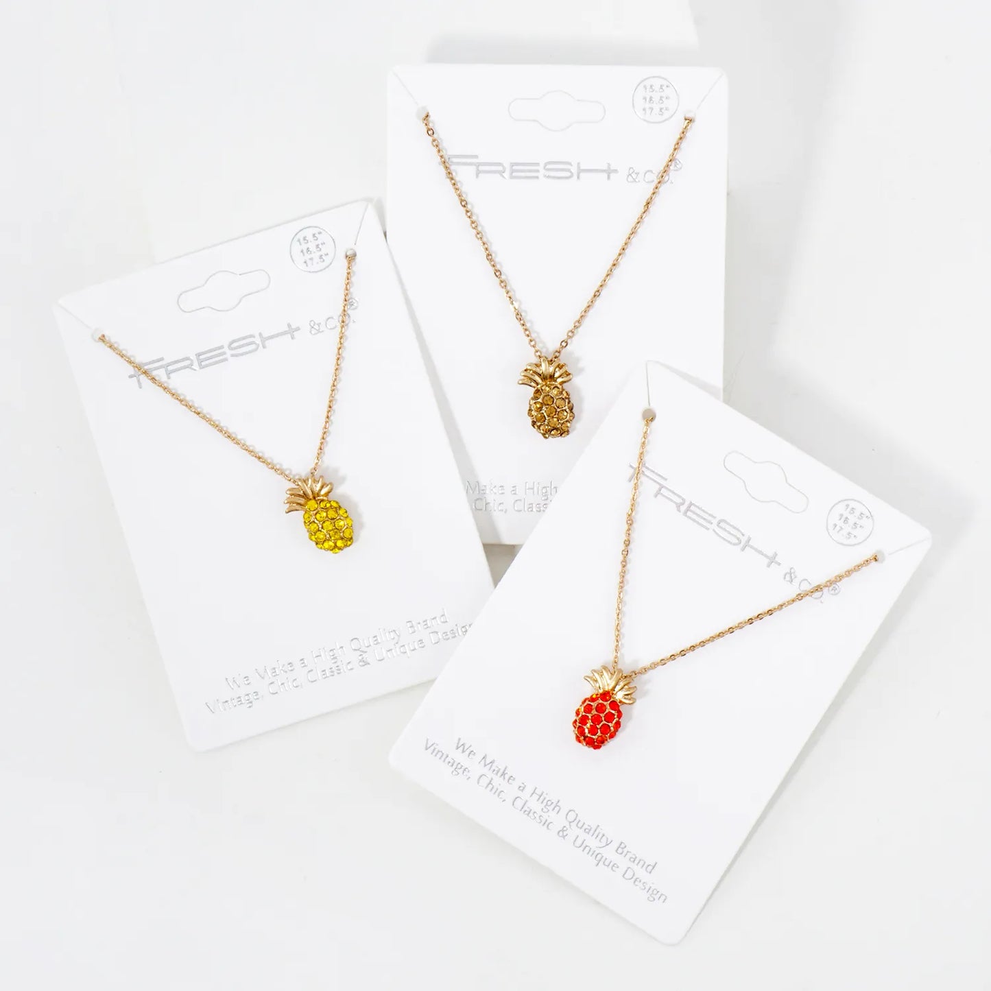 Crystal-Pave Pineapple Pendant Tropical-Theme Necklace