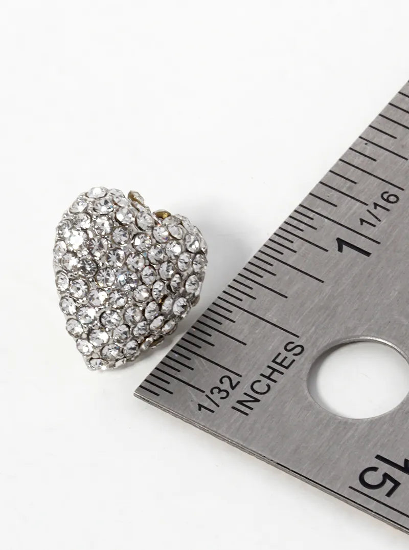 Crystal Pave Puffy Heart Stud Earrings