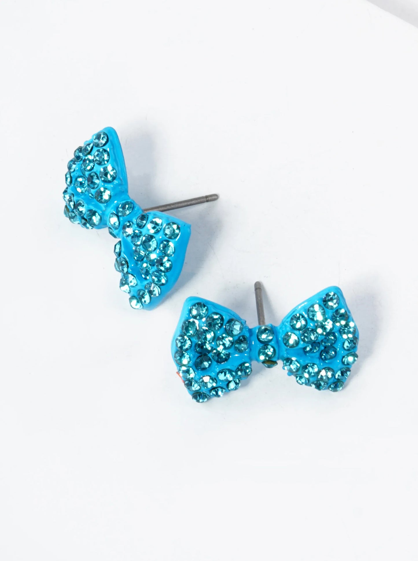 Crystal Pave Ribbon Bow Stud Earrings
