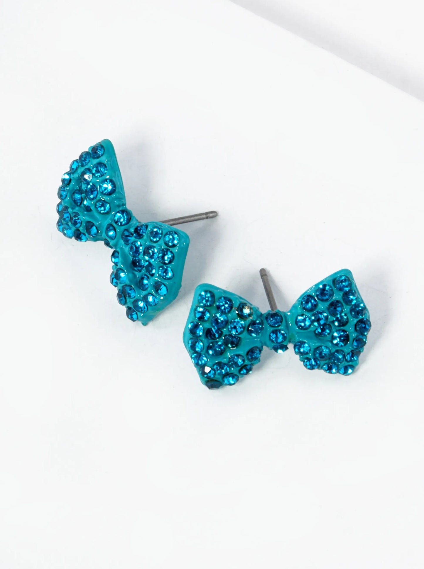 Crystal Pave Ribbon Bow Stud Earrings