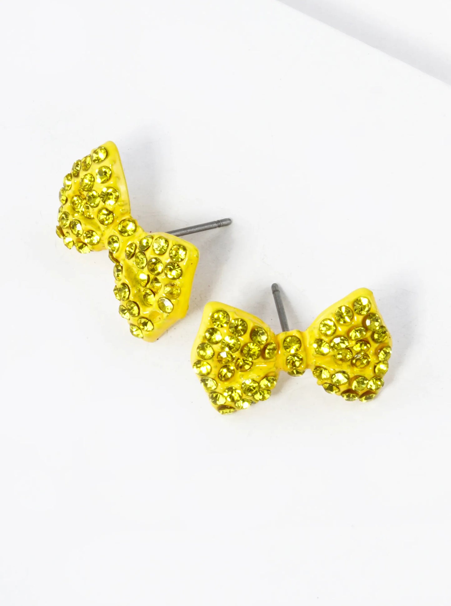 Crystal Pave Ribbon Bow Stud Earrings
