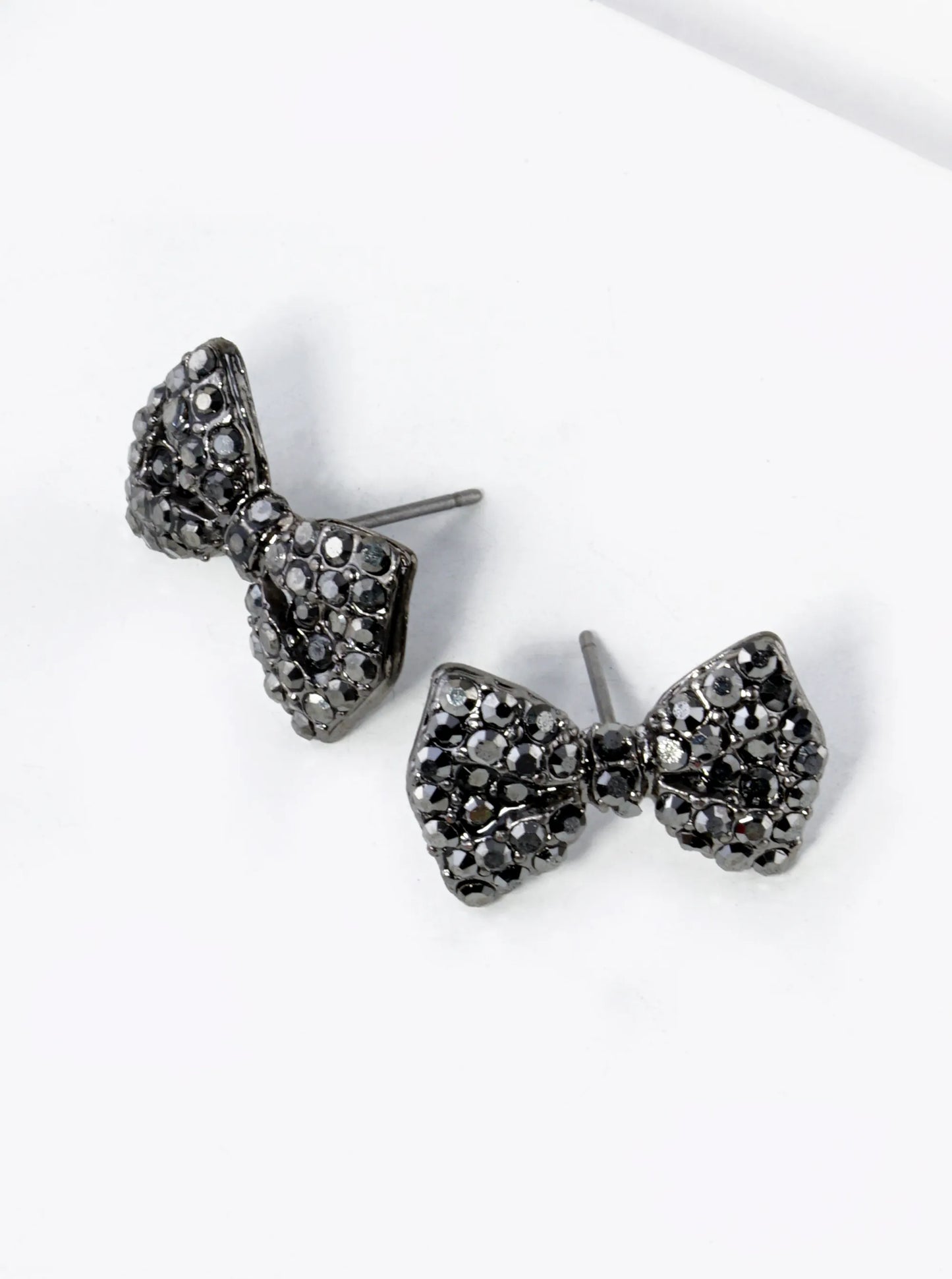 Crystal Pave Ribbon Bow Stud Earrings