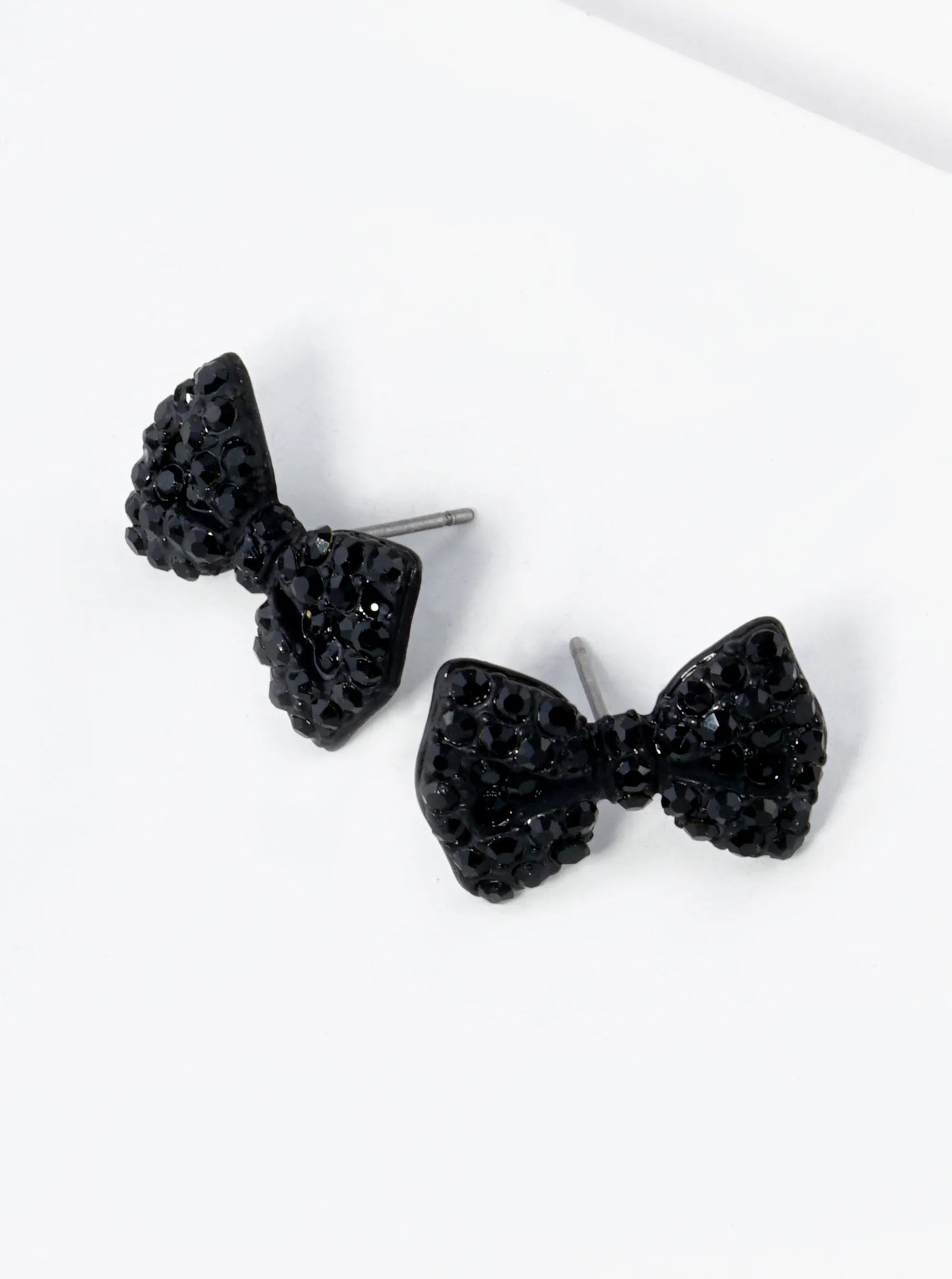Crystal Pave Ribbon Bow Stud Earrings