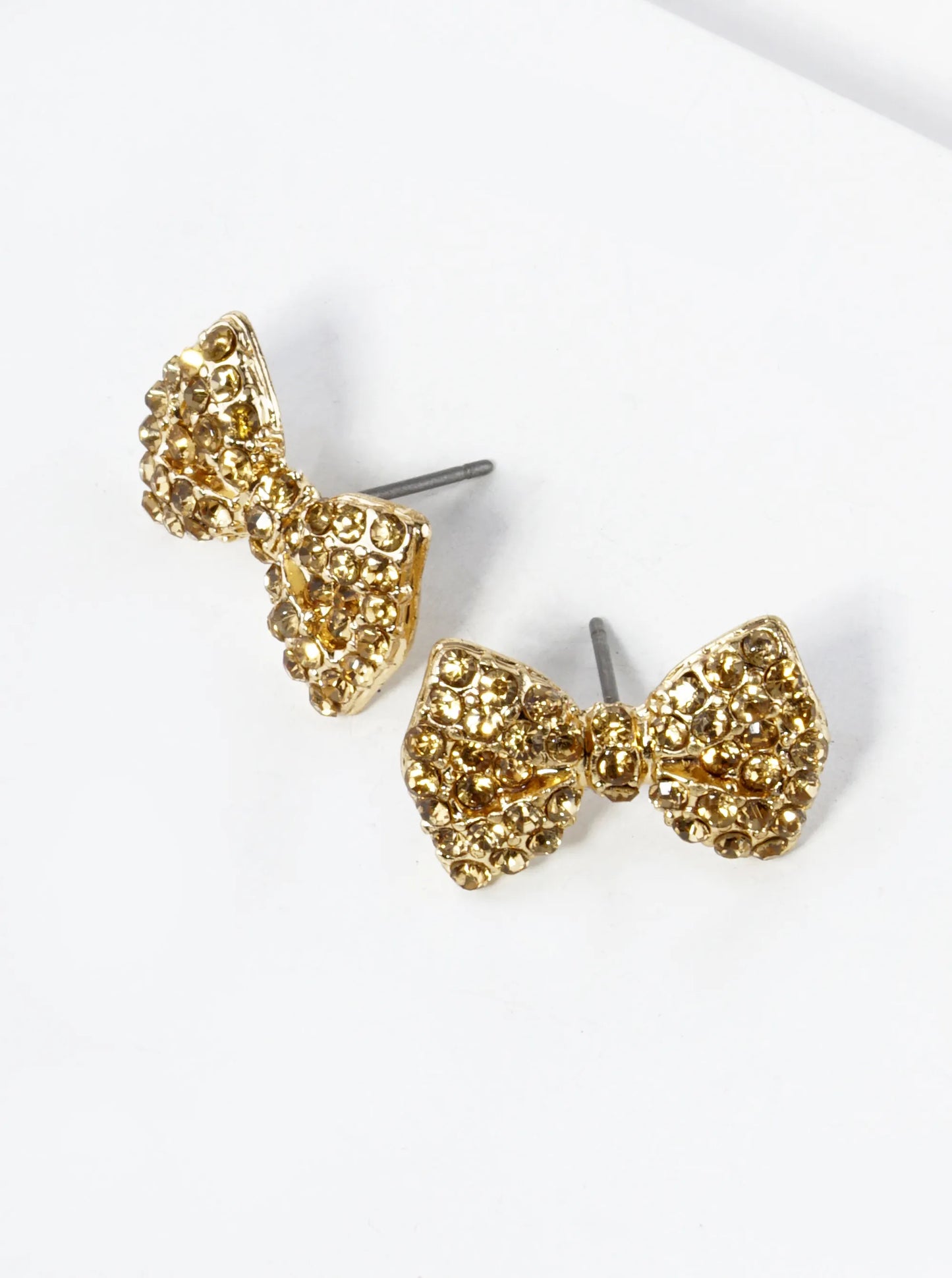 Crystal Pave Ribbon Bow Stud Earrings