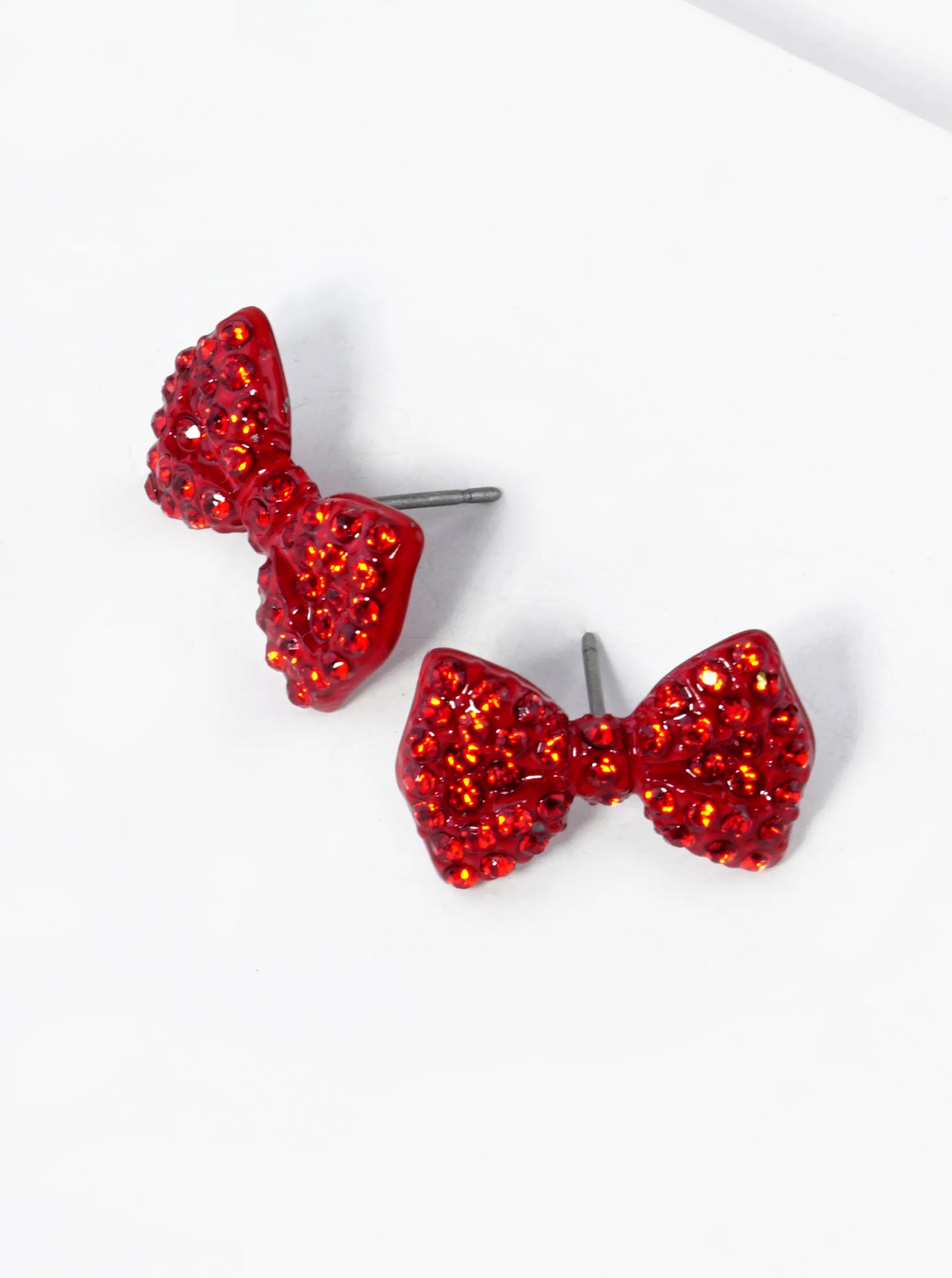 Crystal Pave Ribbon Bow Stud Earrings