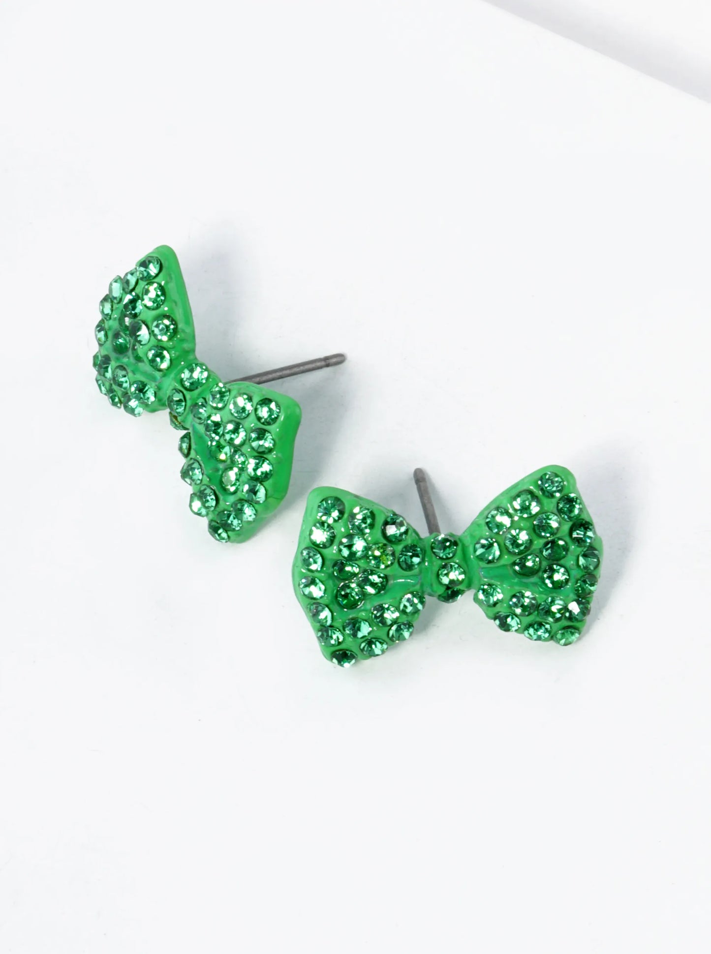 Crystal Pave Ribbon Bow Stud Earrings