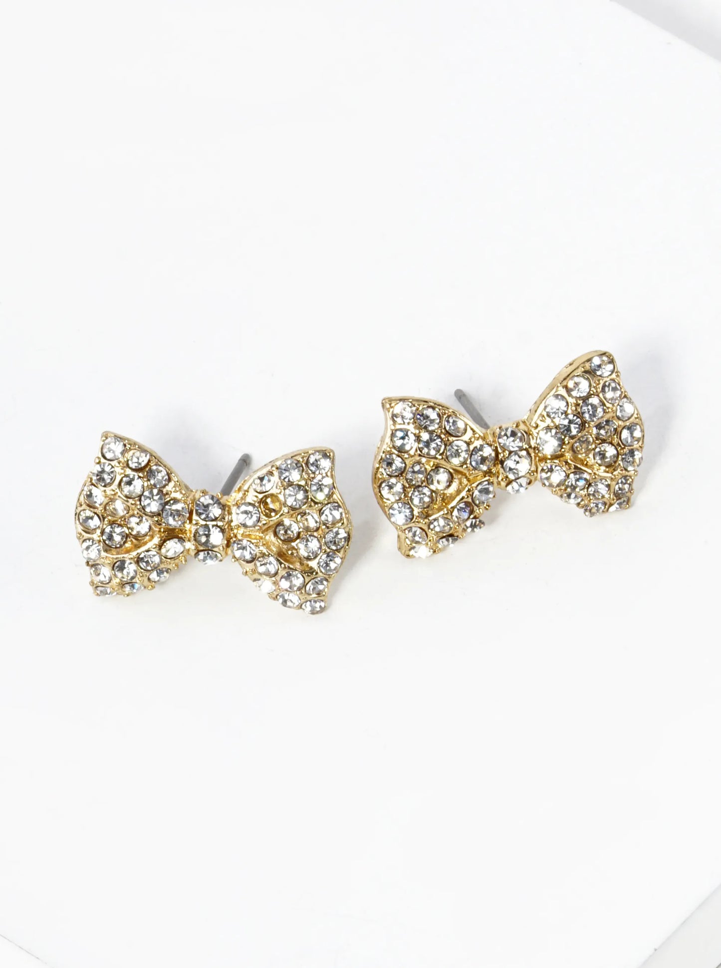 Crystal Pave Ribbon Bow Stud Earrings