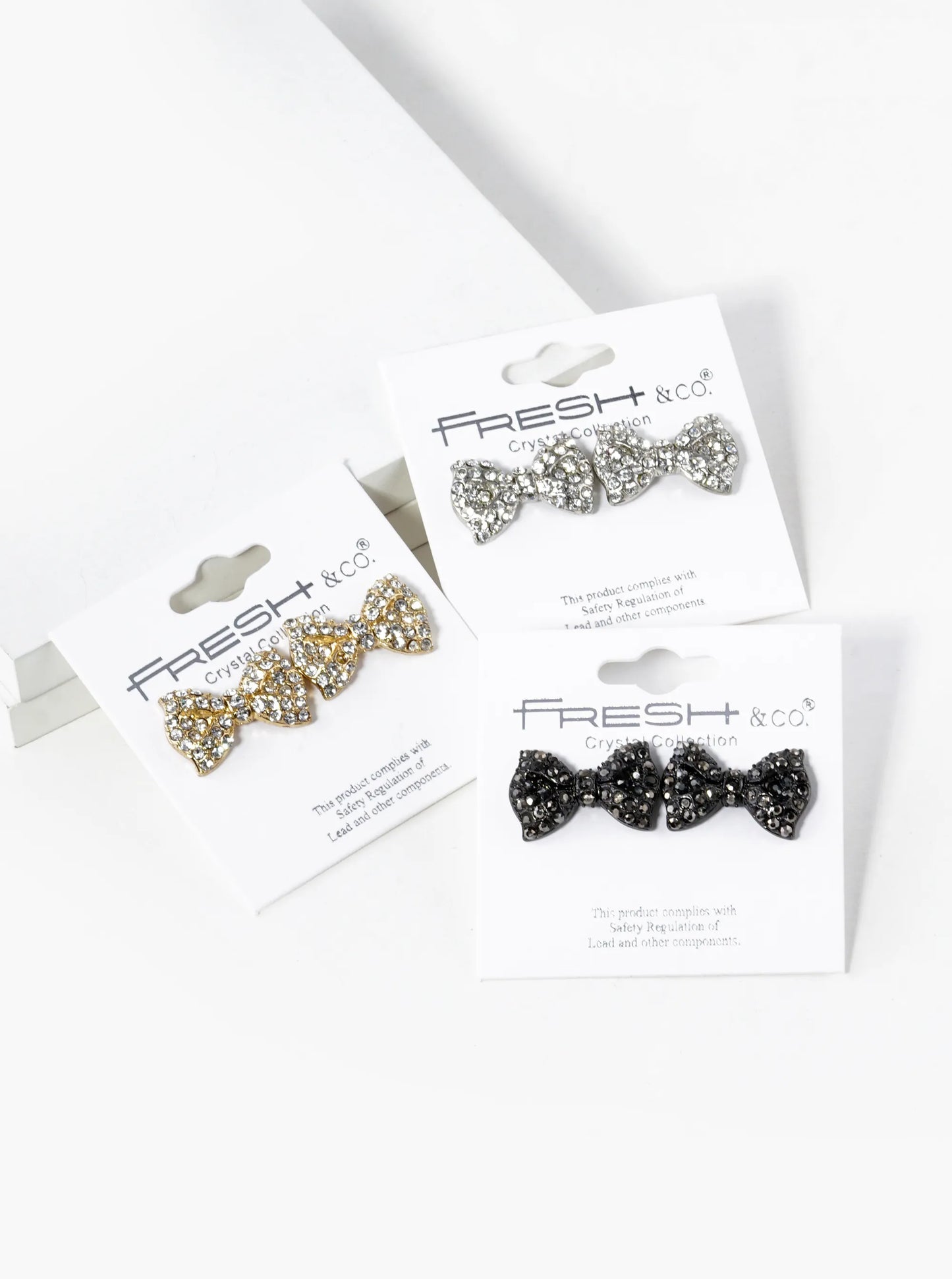 Crystal Pave Ribbon Bow Stud Earrings