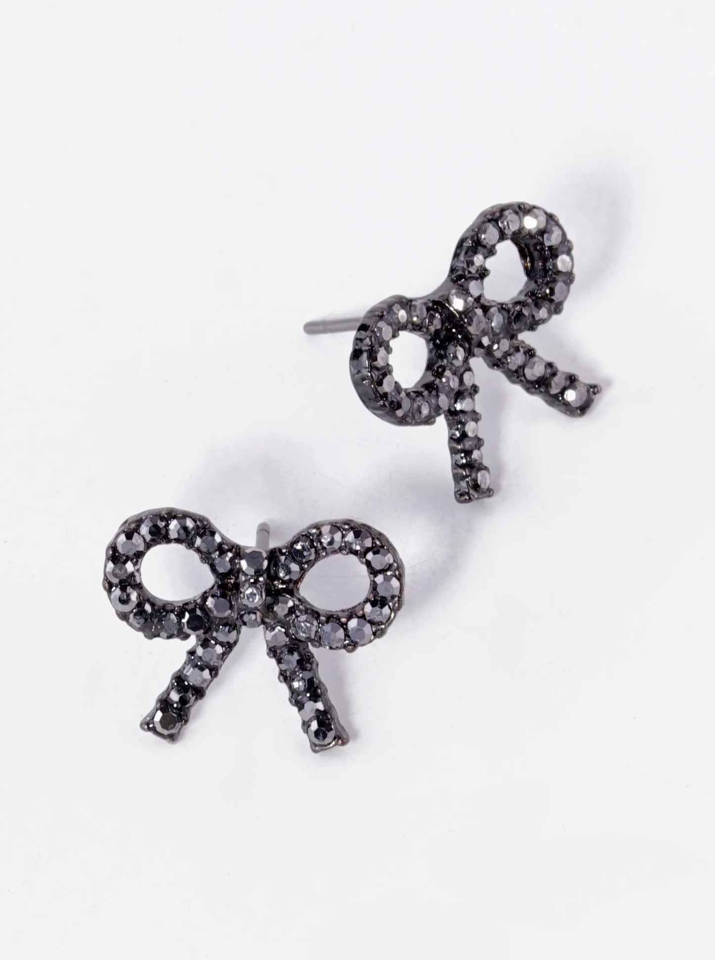 Pearl Beaded Ribbon Bow Stud Earrings