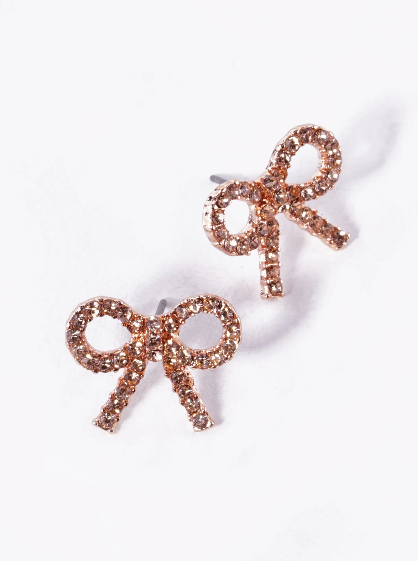 Pearl Beaded Ribbon Bow Stud Earrings