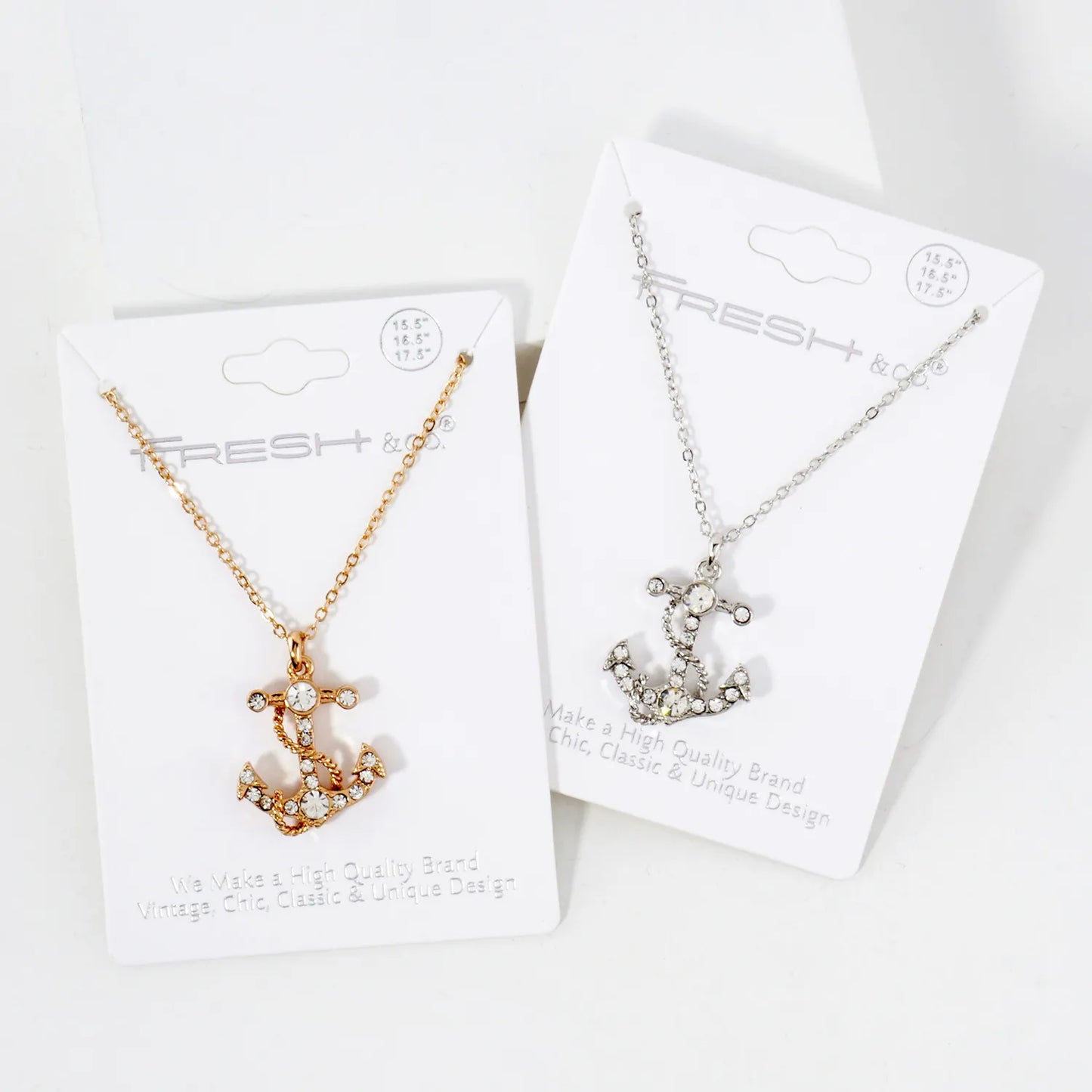 Crystal-Pave Rope-Wrapped Anchor Pendant Nautical Necklace