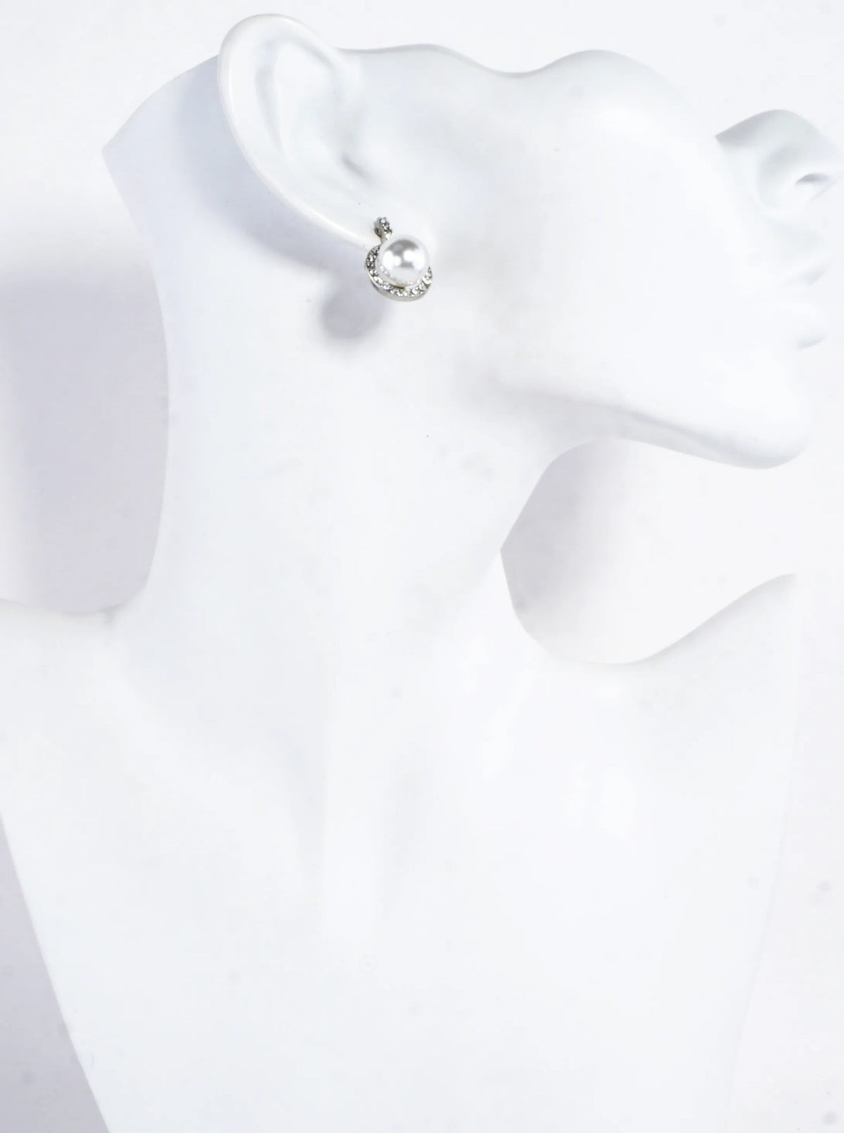 Crystal Pave Round Pearl Dome Drop Earrings