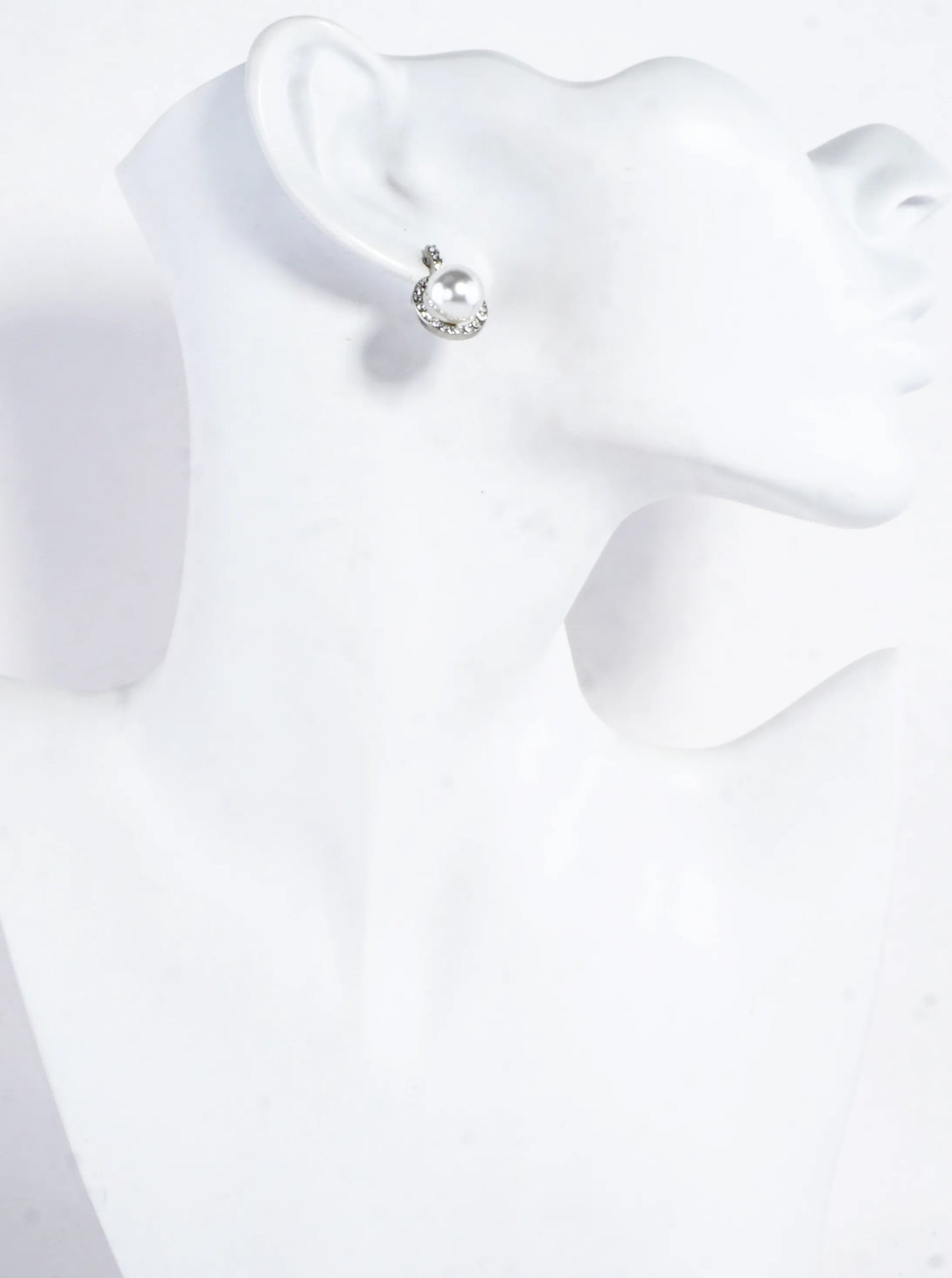 Crystal Pave Round Pearl Dome Drop Earrings
