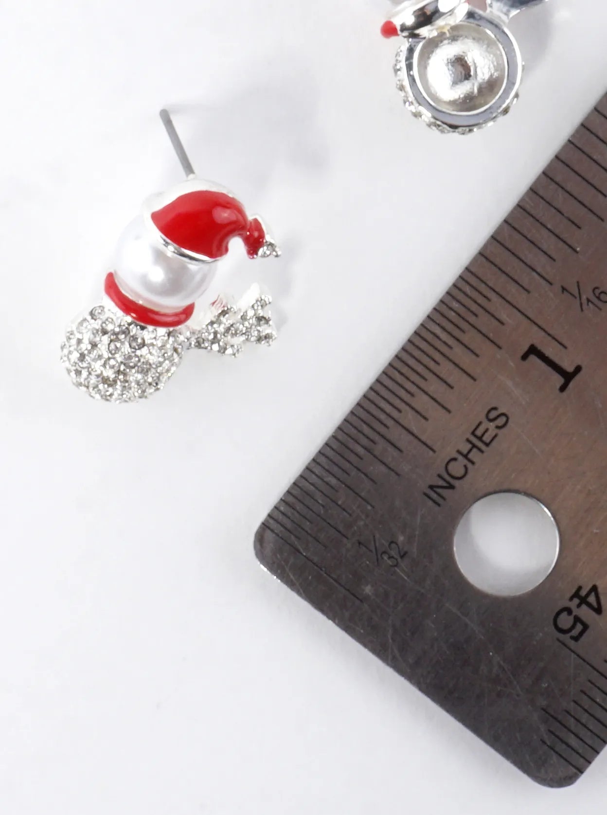 Crystal Pave Snowman Pearl Santa Hat Earrings