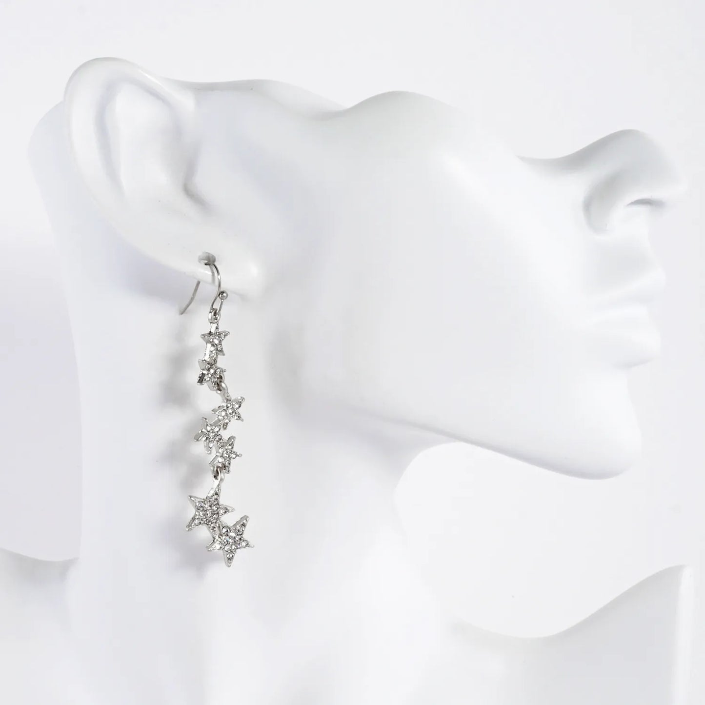 Crystal-Pave Star Drop Celestial Earrings