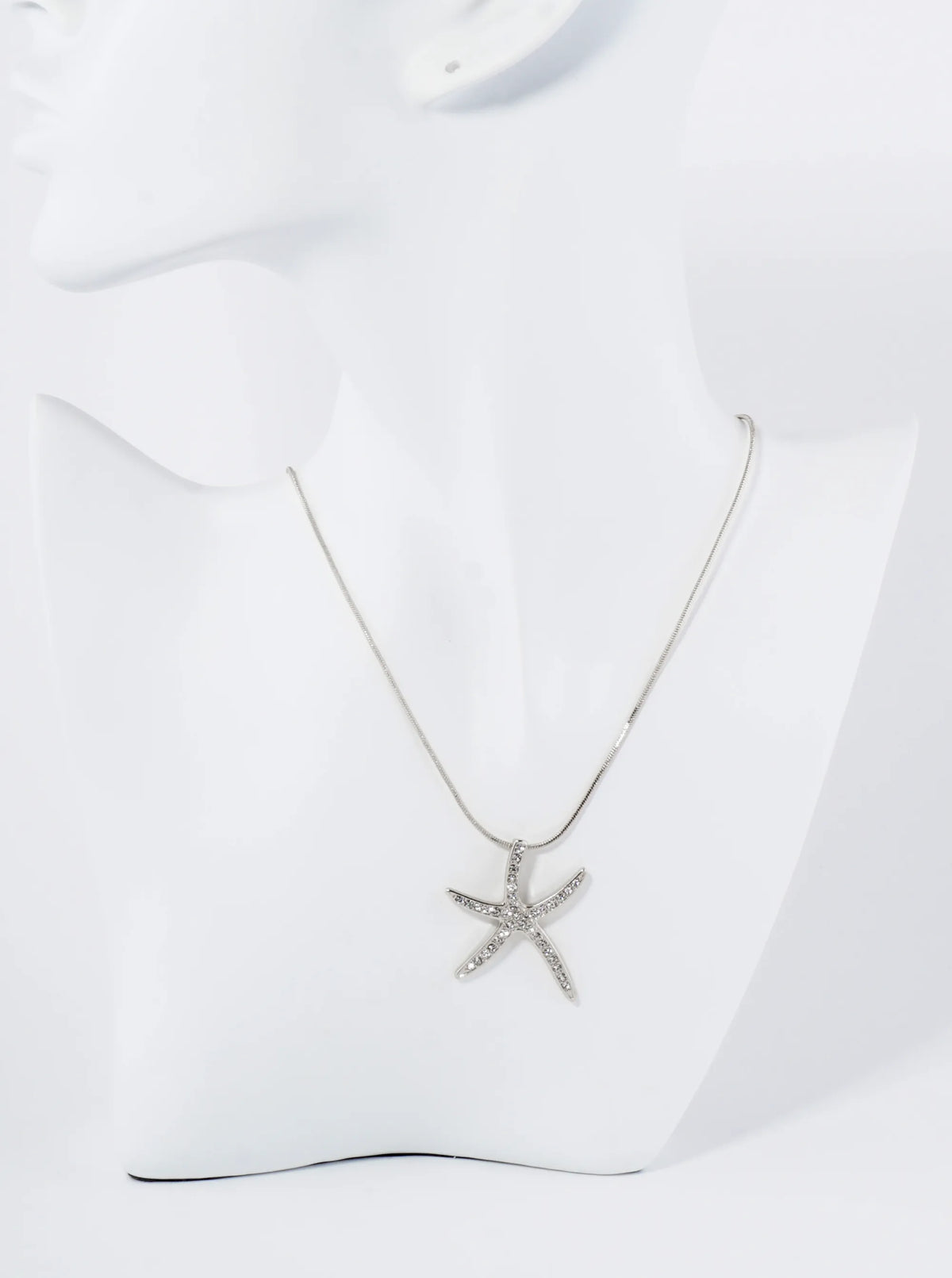 Crystal Pave Starfish Sea Star Pendant Necklace