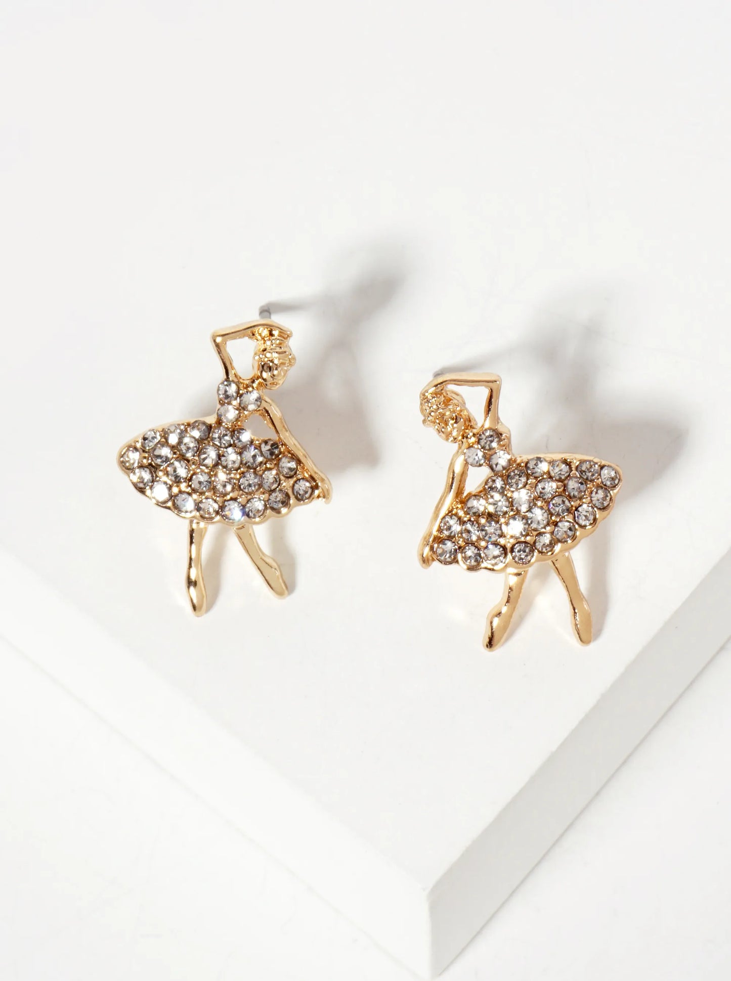 Crystal-Pave Symmetrical Ballerina Stud Earrings